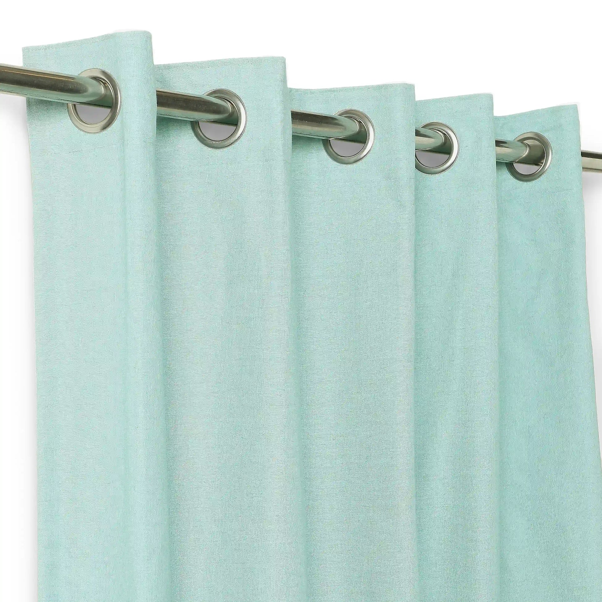 Paleto Set Of 2 Solid Readymade Curtains | Monsoon Hues Coastal Dew / Window (5ft X 4.4ft)