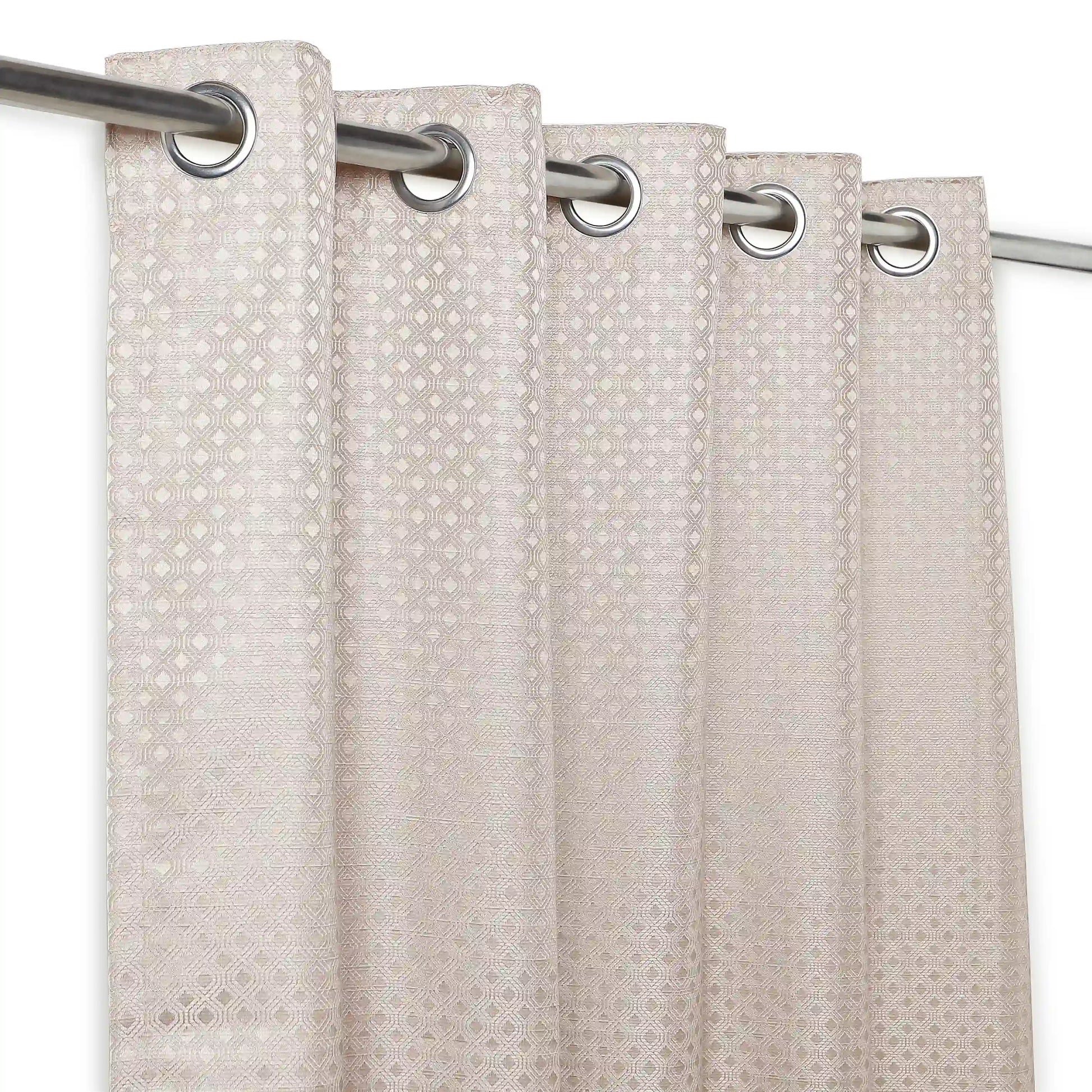 De Jacquard - Classic Set Of 2 Jacquard Readymade Curtains | Wavy Heritage Bone / Door-XL (9ft X 4.4ft)