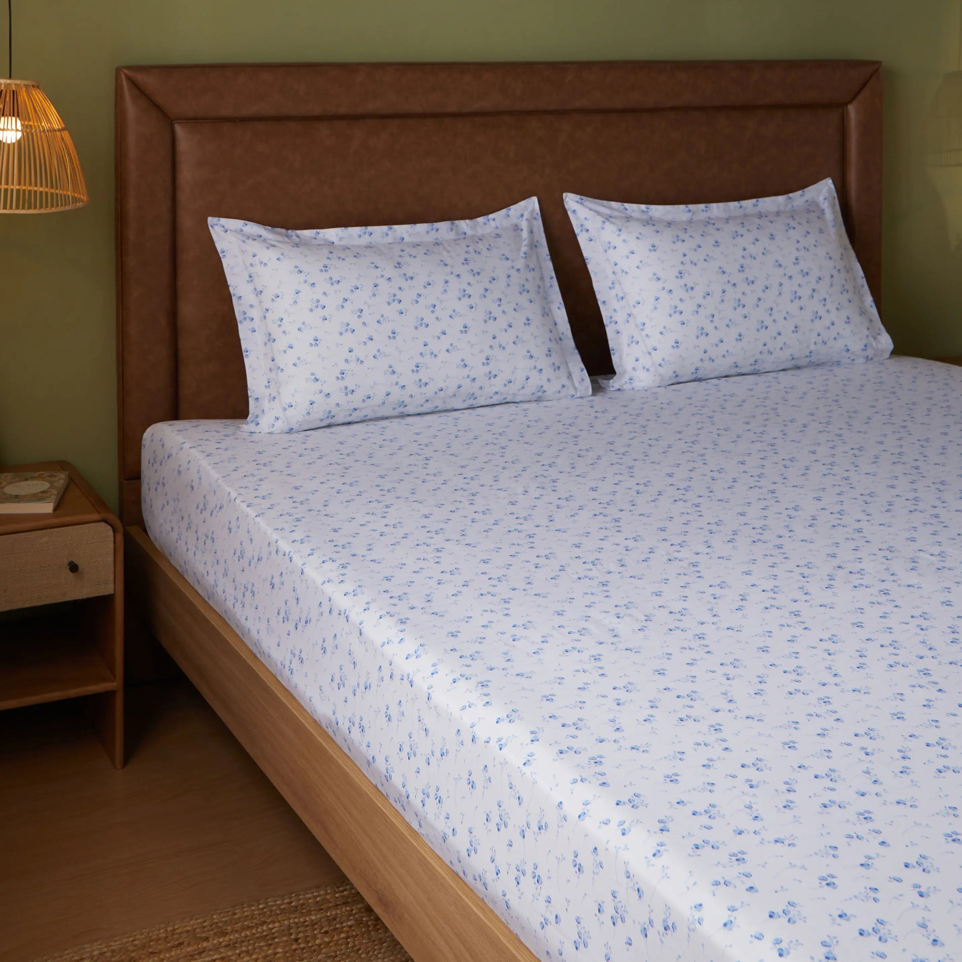 Bloomshire Classic | Everyday Charm Printed Cotton Bedsheet Set-Ocean Blue Ocean Blue / Queen