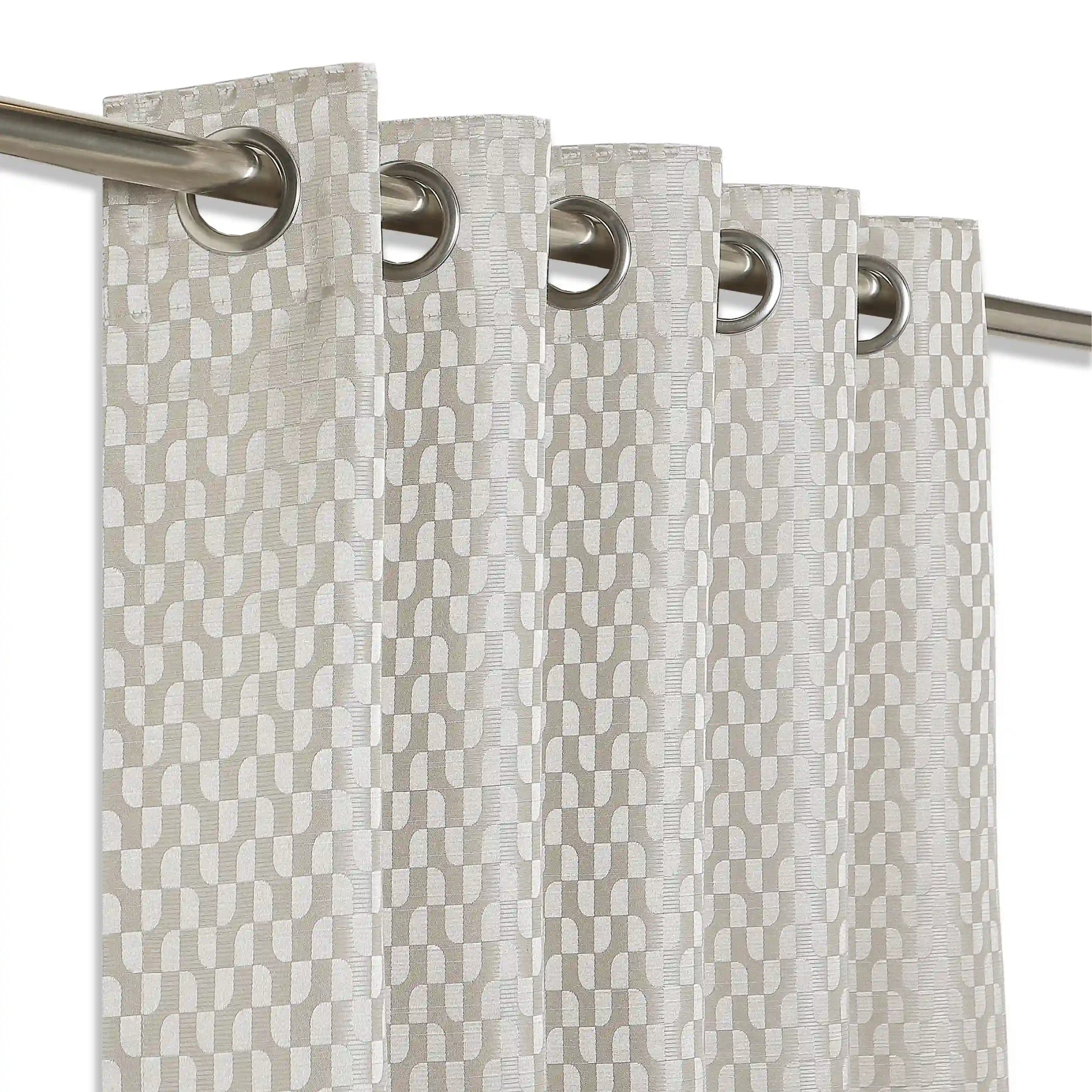 De Jacquard - Classic Set Of 2 Jacquard Readymade Curtains | Rolling Rhythm Silver / Door (7ft X 4.4ft)