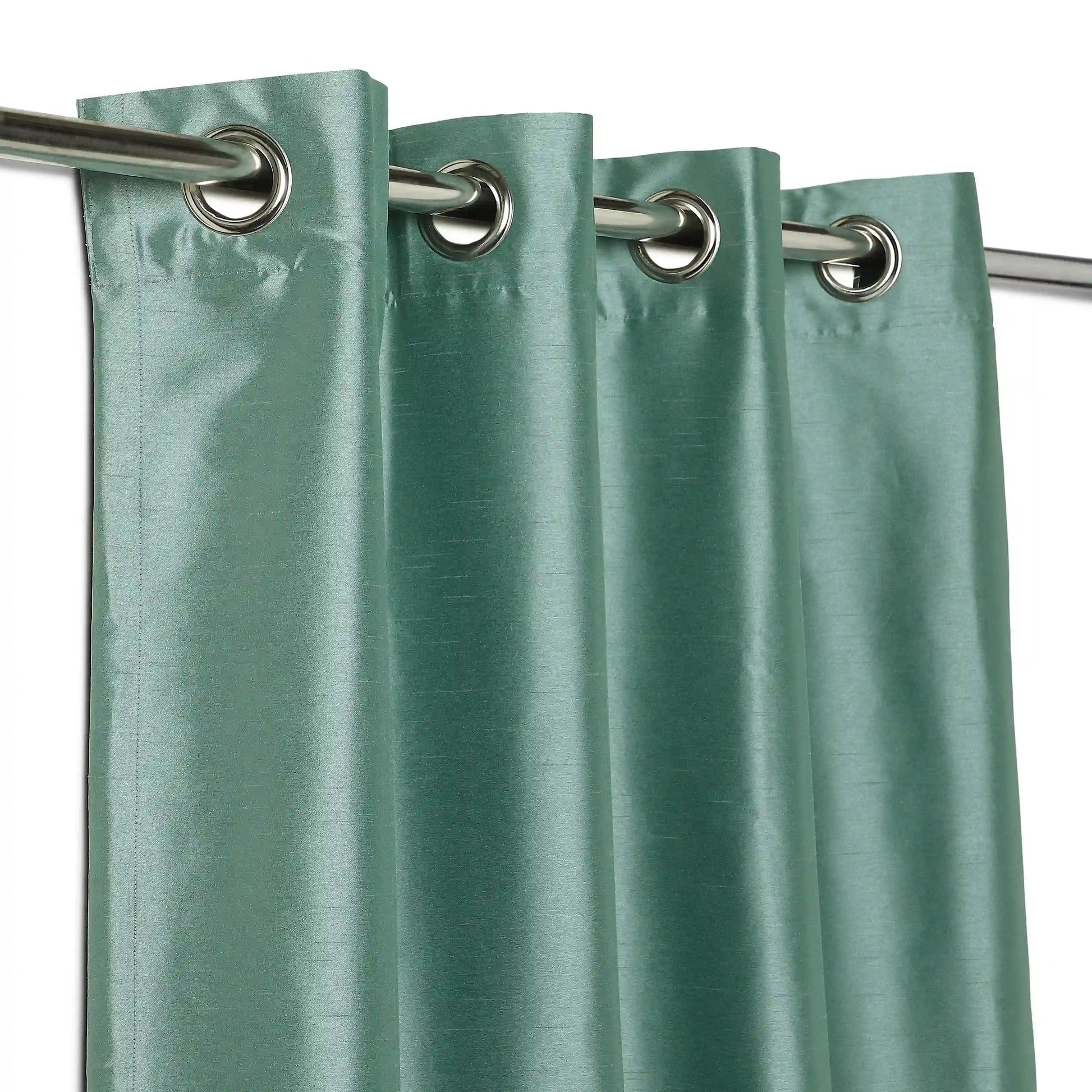 Paleto Set Of 2 Solid Readymade Curtains | Pure Hues Sea Green / Door (4.25ft X 7.22ft)
