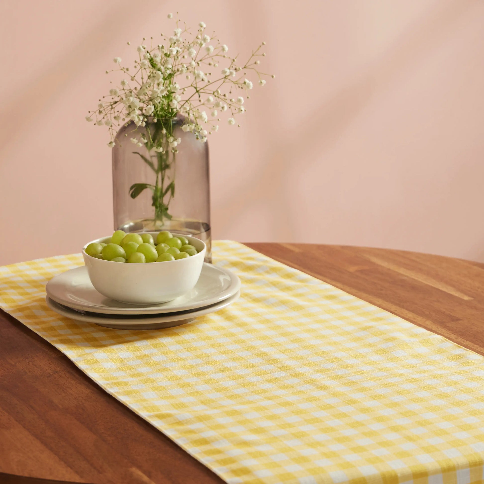 Nonna's Home 100% Polyester Table Runner Big Turmeric Gingham / Table Runner (34cm x 120cm)