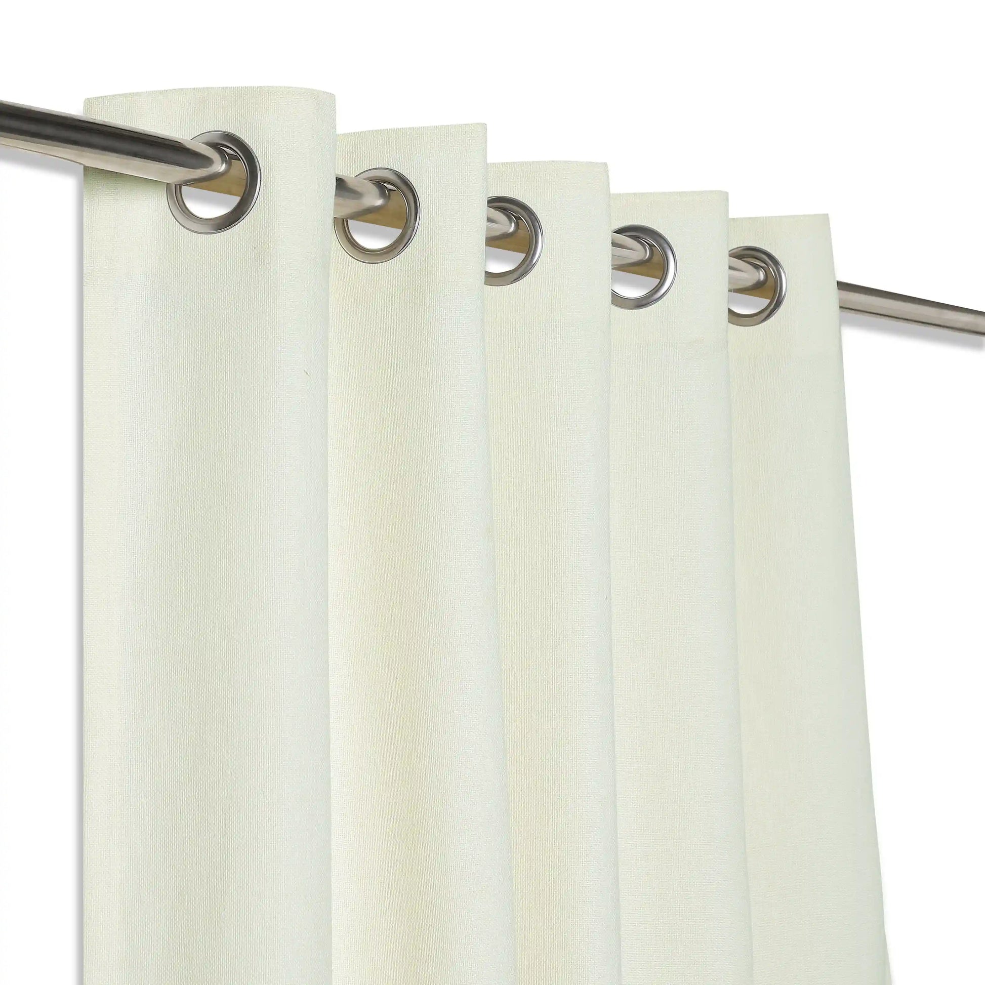 Paleto Set Of 2 Solid Readymade Curtains | Woven Calm Pale Whisper / Door-XL (9ft X 4.4ft)