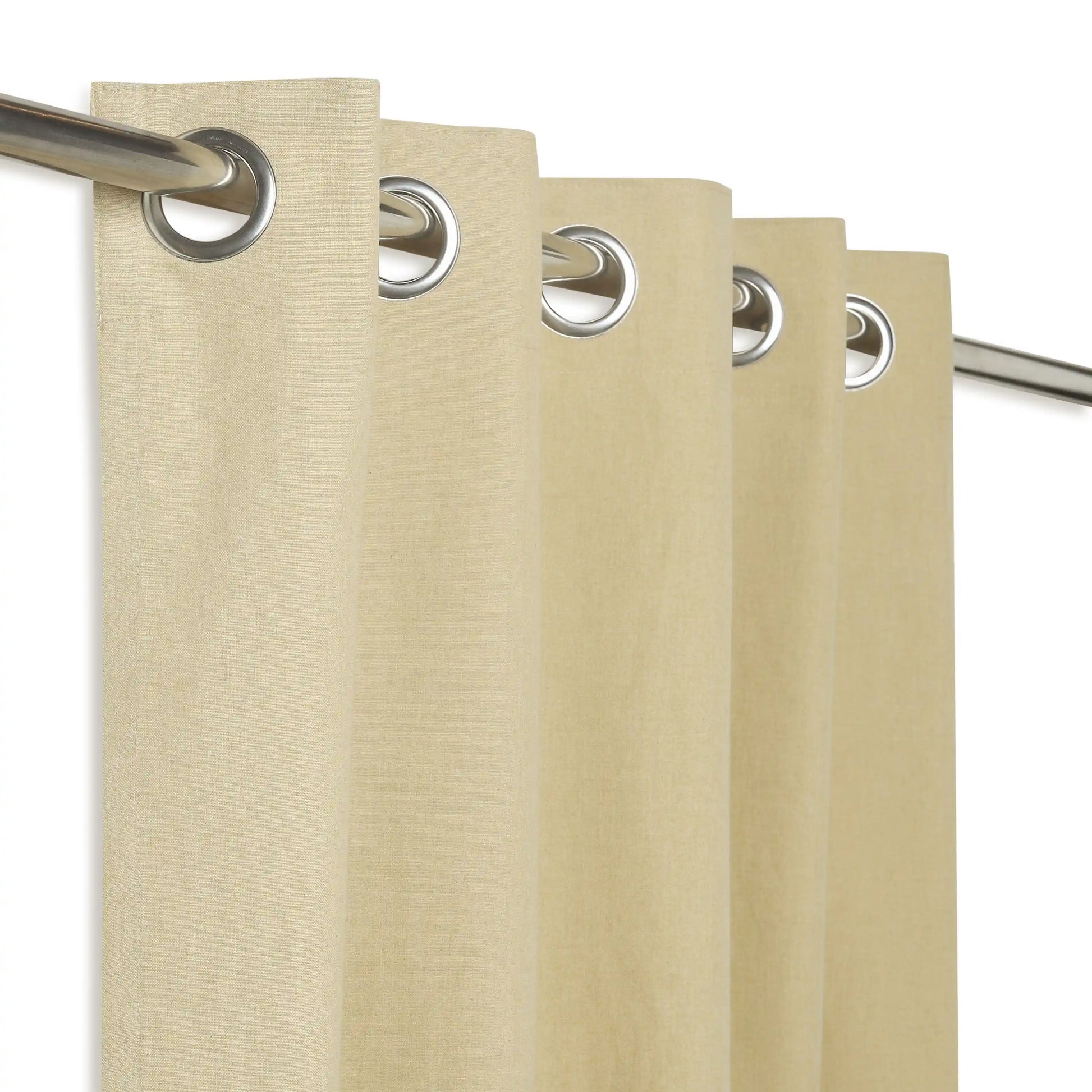 Pelushe Set Of 2 100% Cotton Solid Readymade Curtains | Everyday Hues Sand / Door (7ft X 4.4ft)