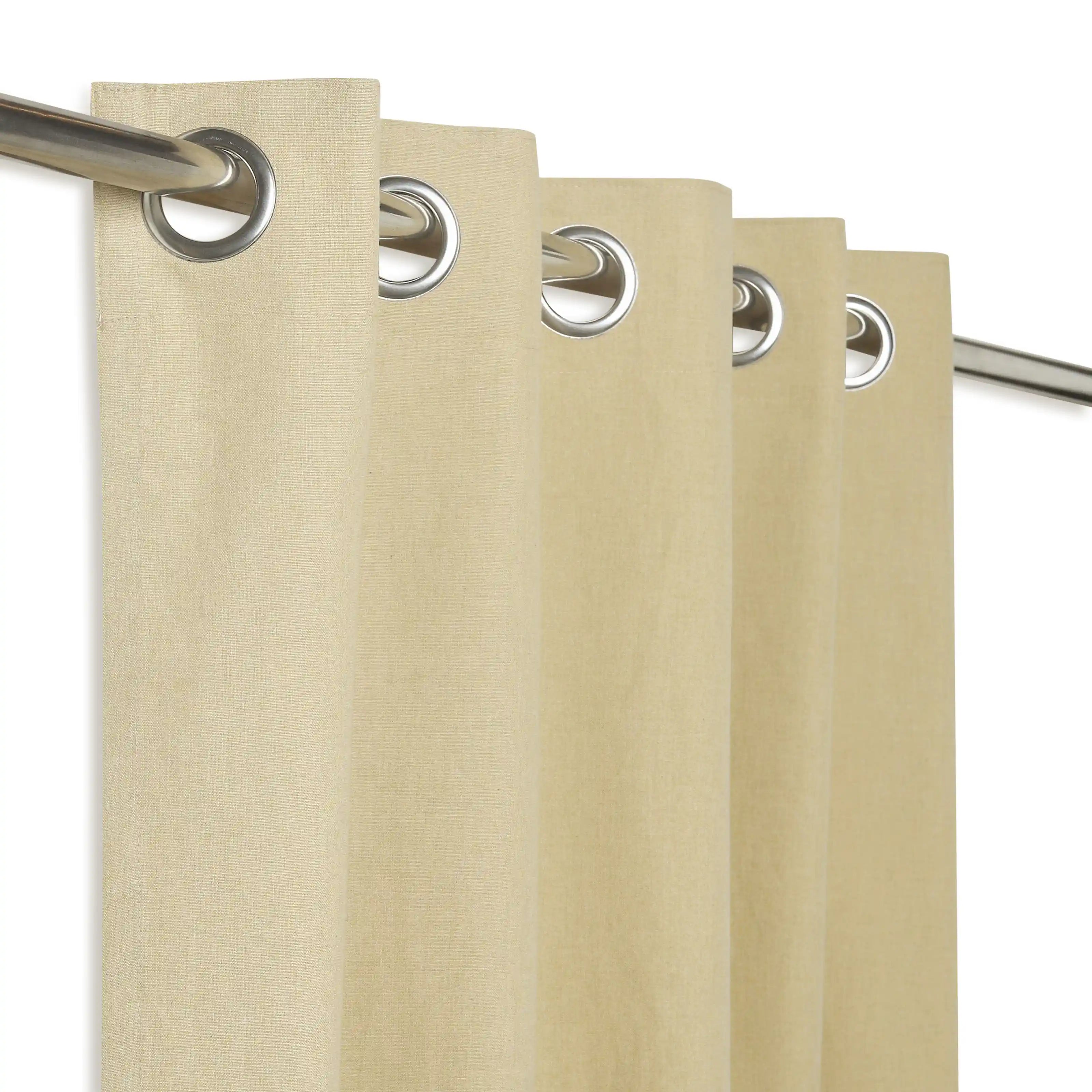 Pelushe Set Of 2 100% Cotton Solid Readymade Curtains | Everyday Hues Sand / Door (7ft X 4.4ft)
