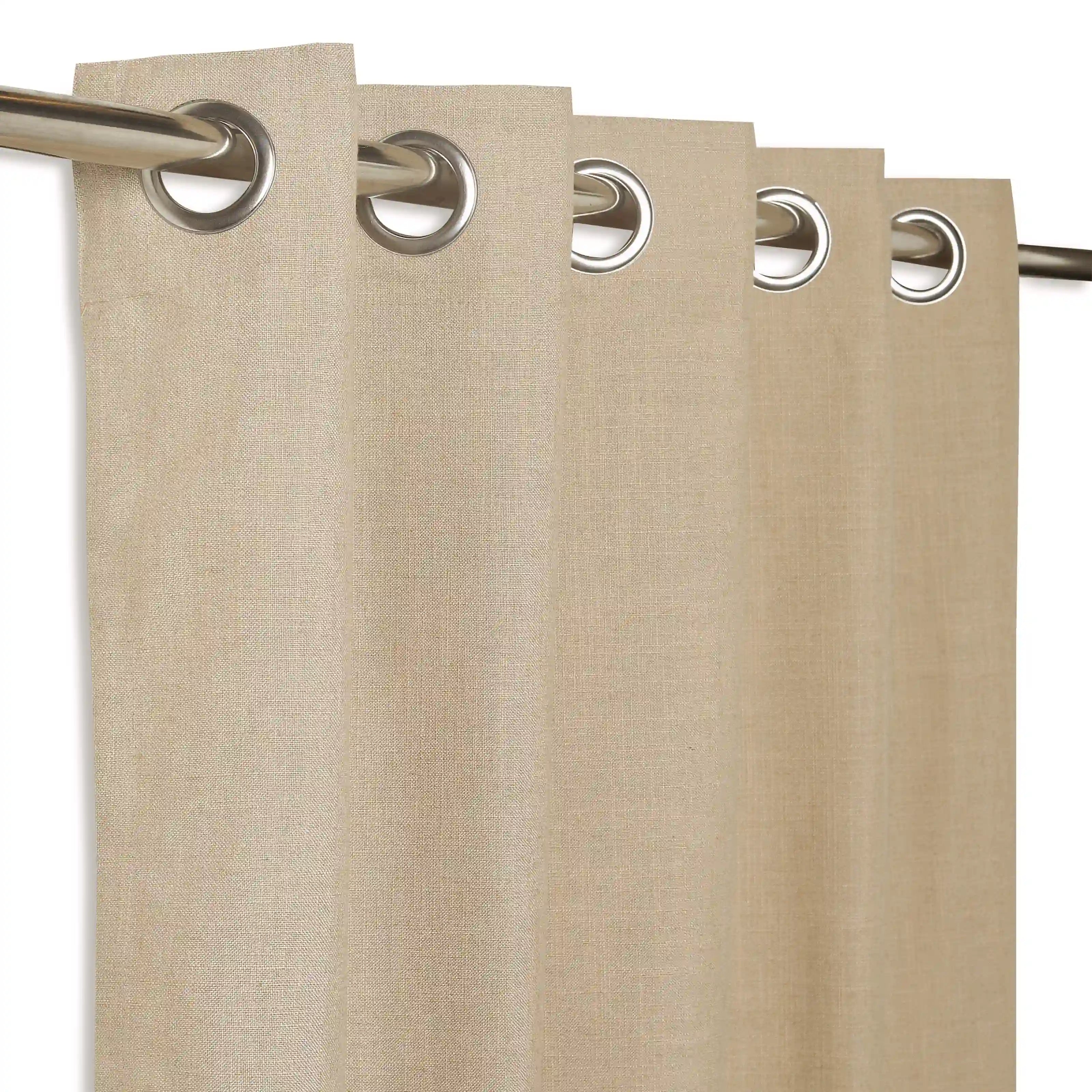 Paleto Set Of 2 Solid Readymade Curtains | Forest Days Tan / Door (7ft X 4.4ft)