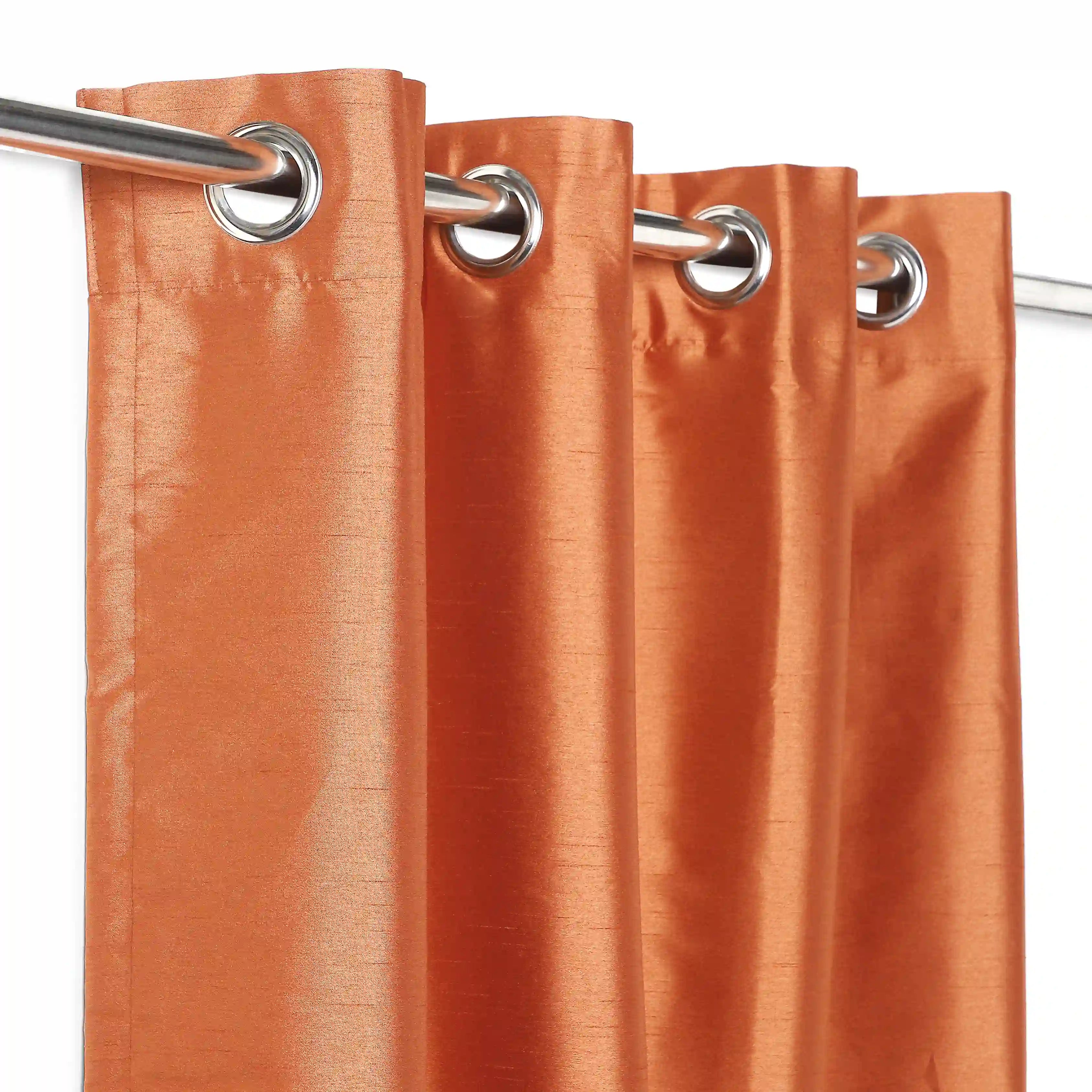 Paleto Set Of 2 Solid Readymade Curtains | Pure Hues Autumn Roast / Door (4.25ft X 7.22ft)