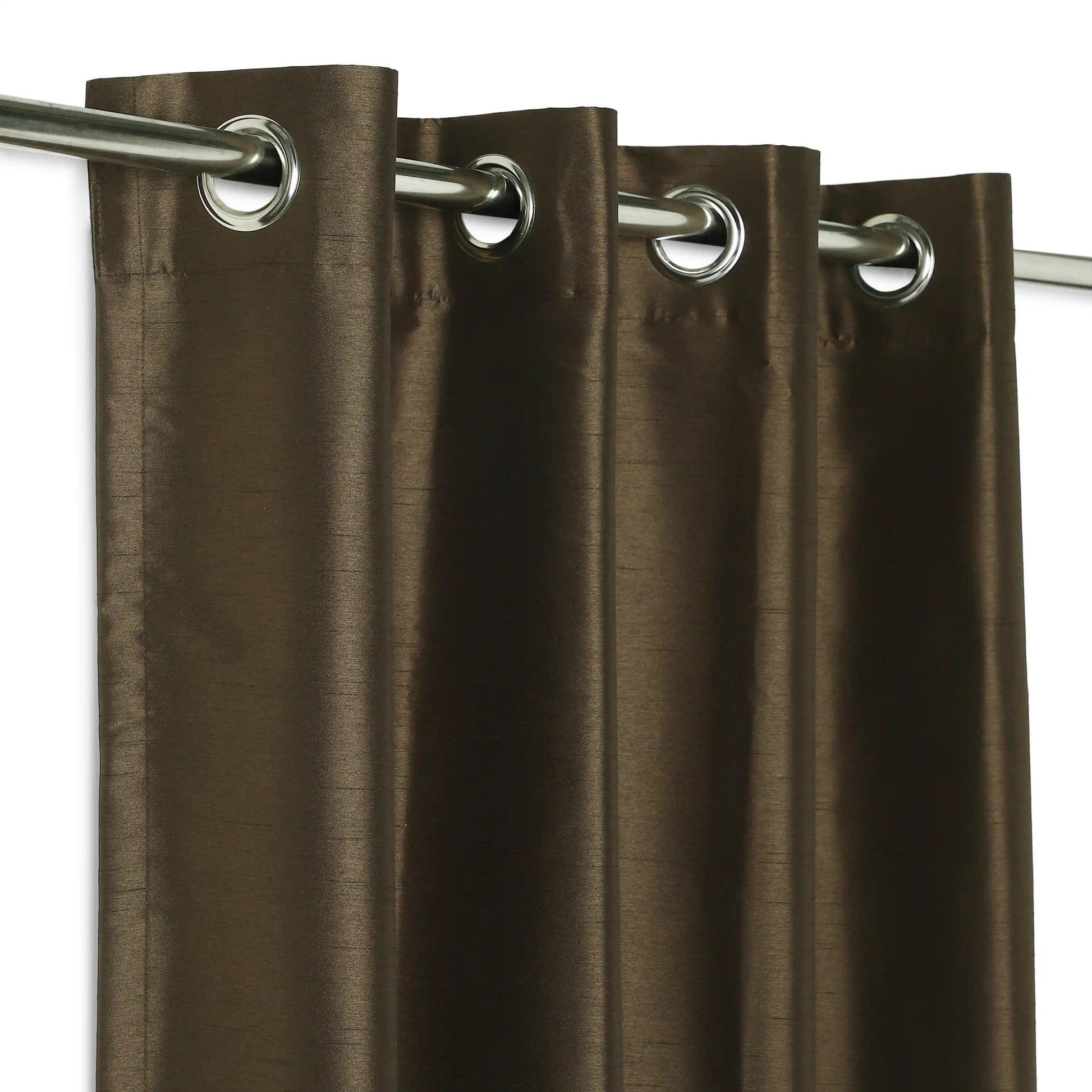 Paleto Set Of 2 Solid Readymade Curtains | Pure Hues Cocoa Bean / Door (4.25ft X 7.22ft)
