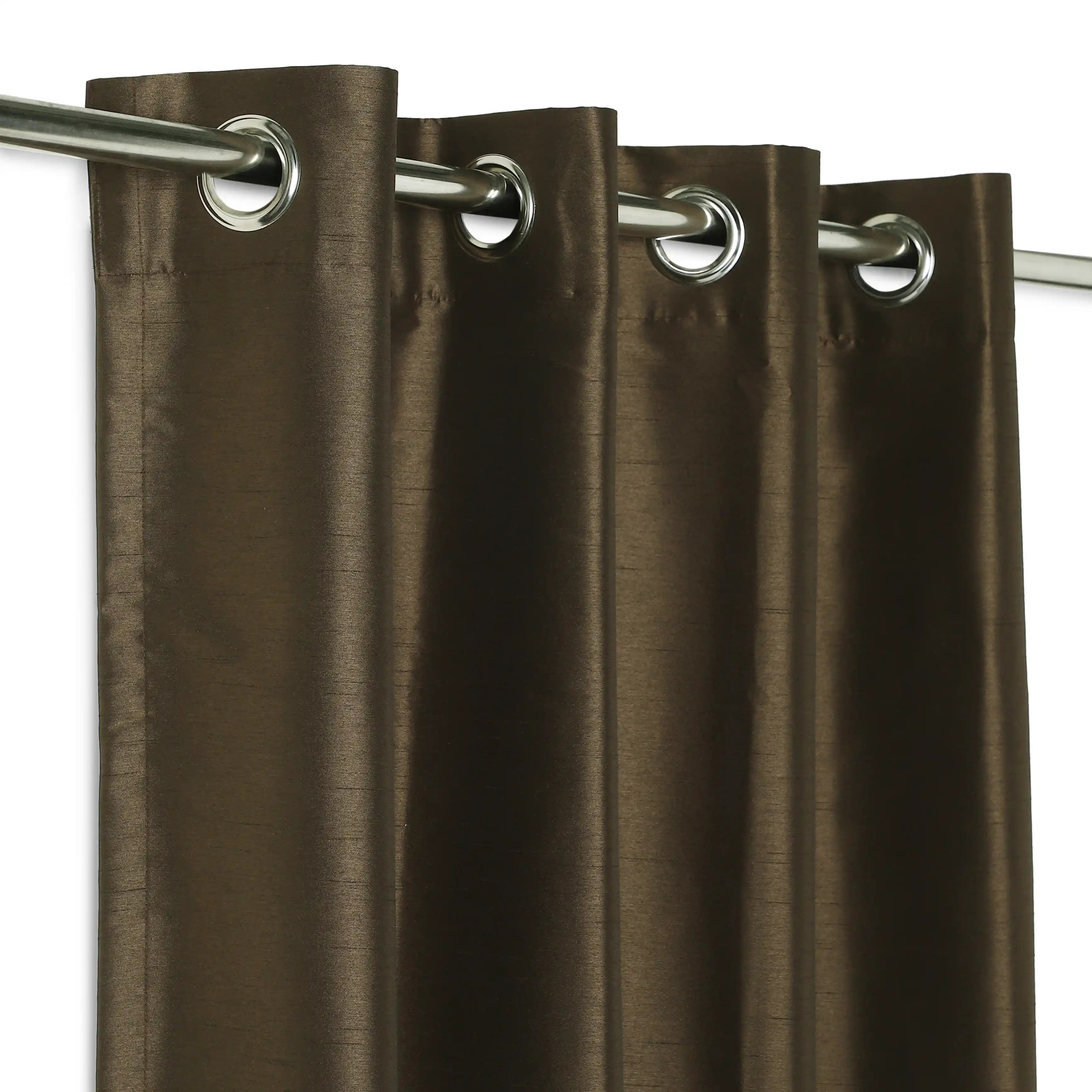 Paleto Set Of 2 Solid Readymade Curtains | Pure Hues Cocoa Bean / Door (4.25ft X 7.22ft)