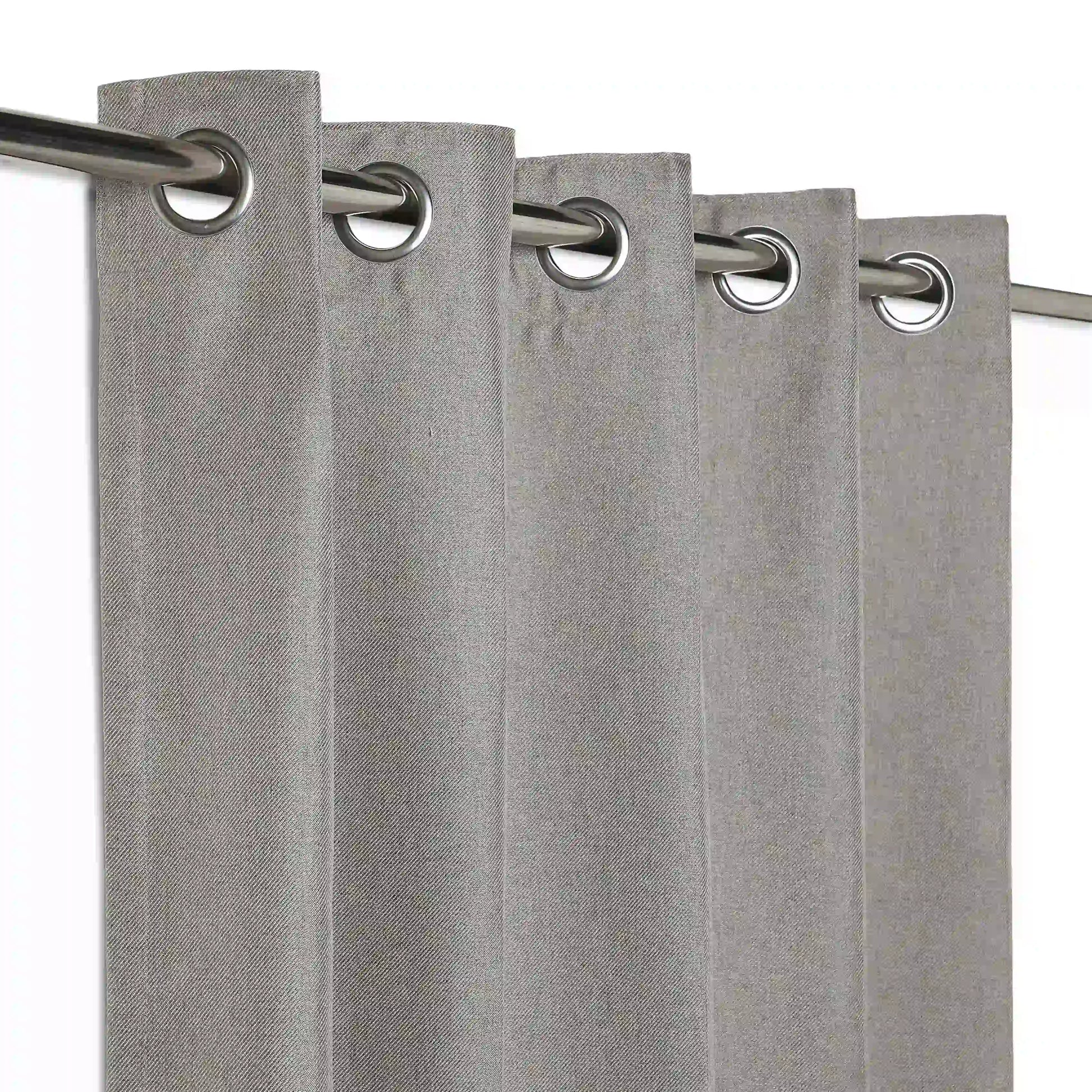 Paleto Set Of 2 Solid Readymade Curtains | Muted Moments Mushroom / Window (5ft X 4.4ft)