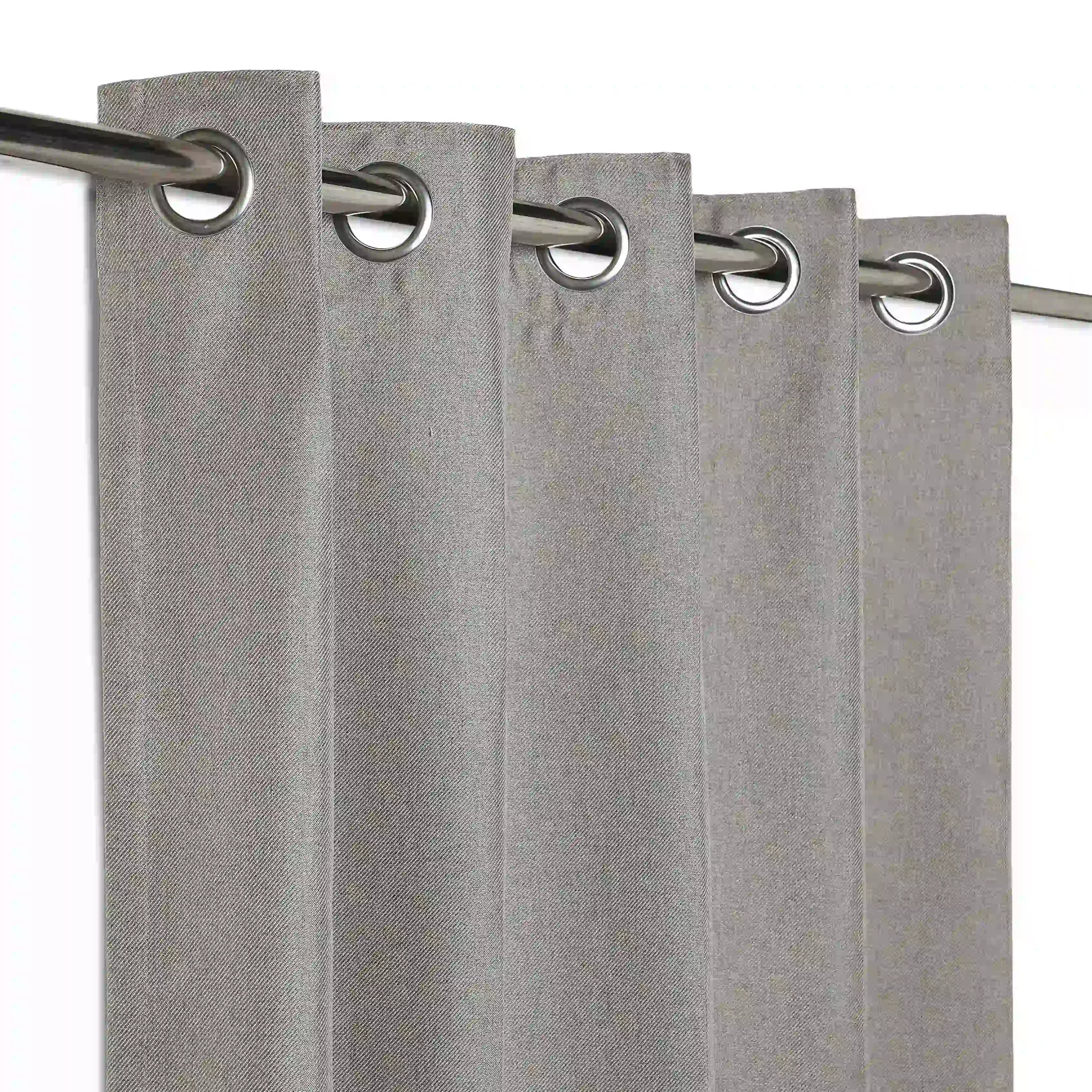 Paleto Set Of 2 Solid Readymade Curtains | Muted Moments Mushroom / Window (5ft X 4.4ft)