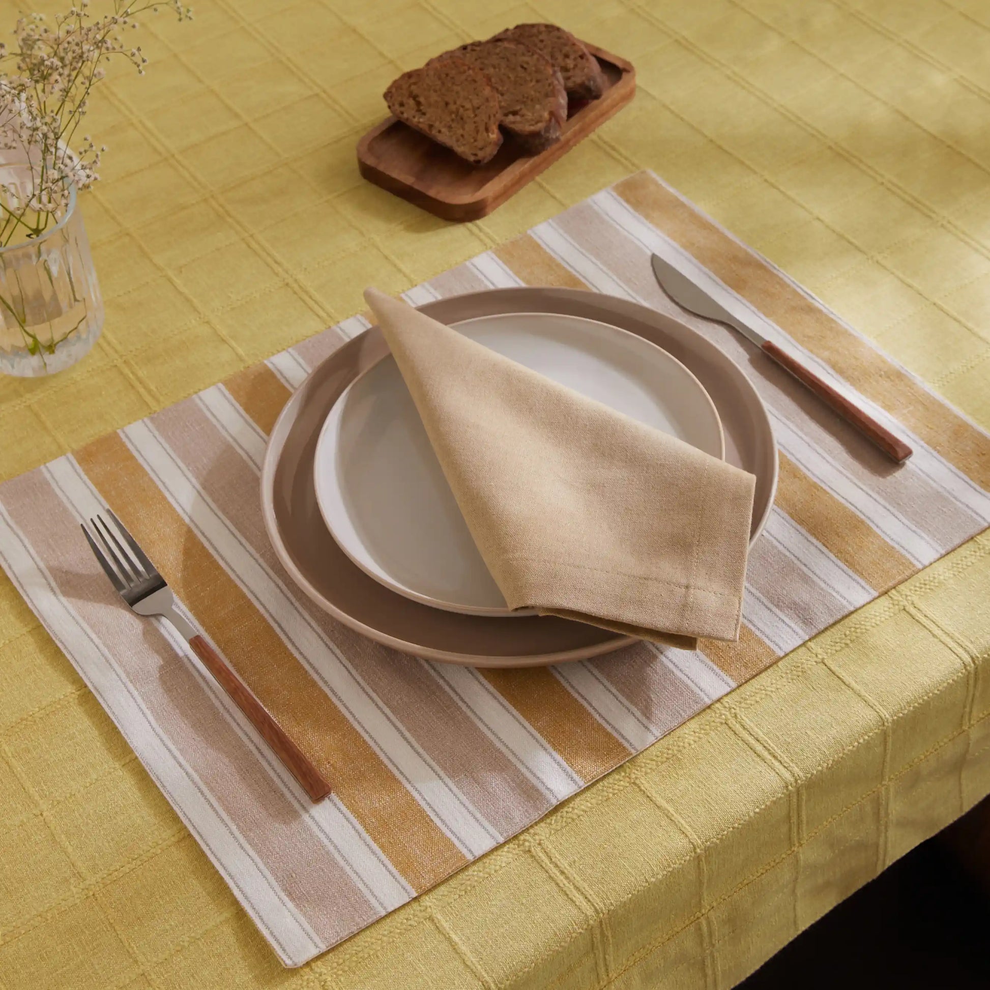 Kaleida Cotton-Polyester Blend Table Cloth Ochre Origins-Solid Dyed / Table Cloth (150cm x 150cm)