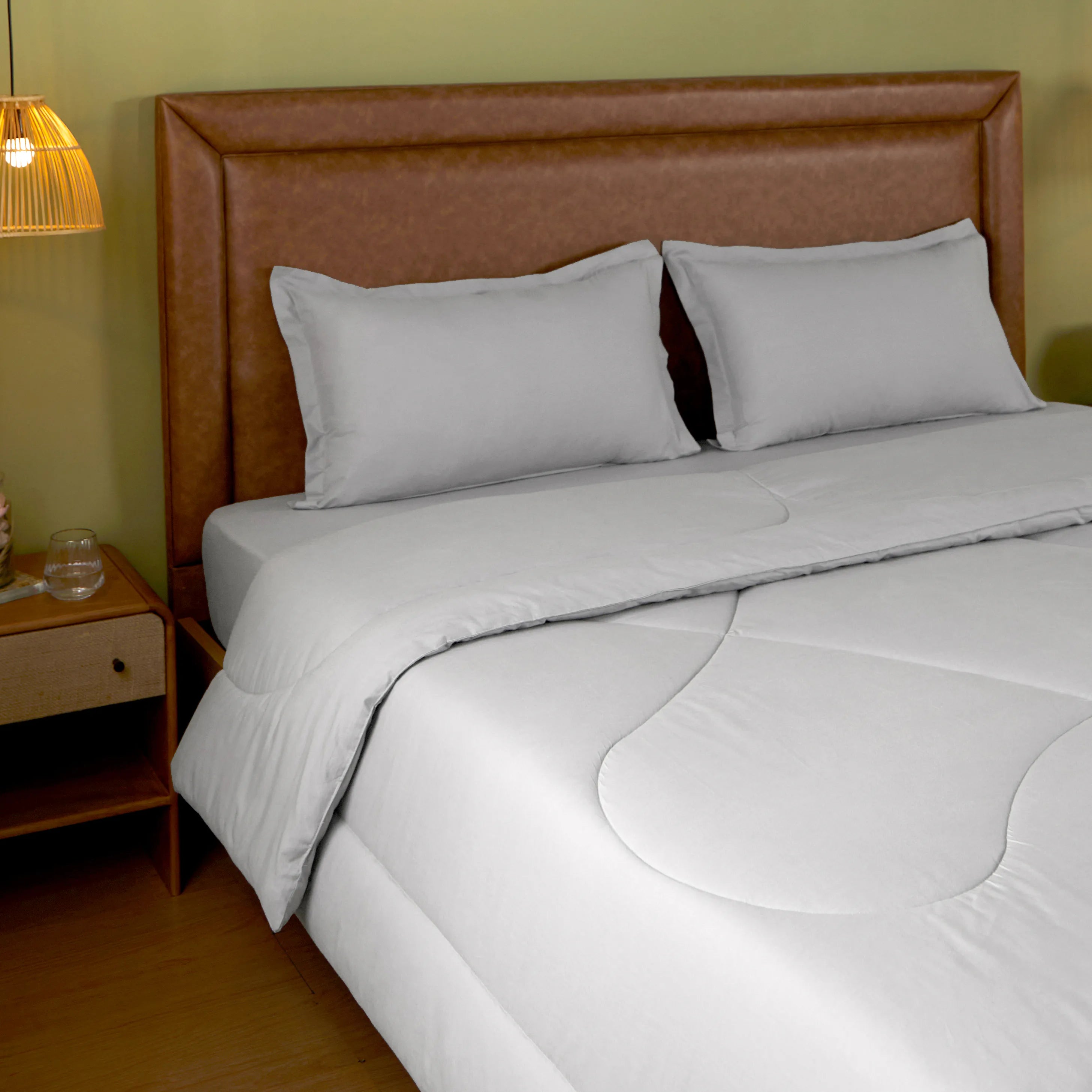 Paleto | Everyday Hues Cotton Solid Dyed 240GSM Comforter for Extra Warmth-Grey Grey / Double