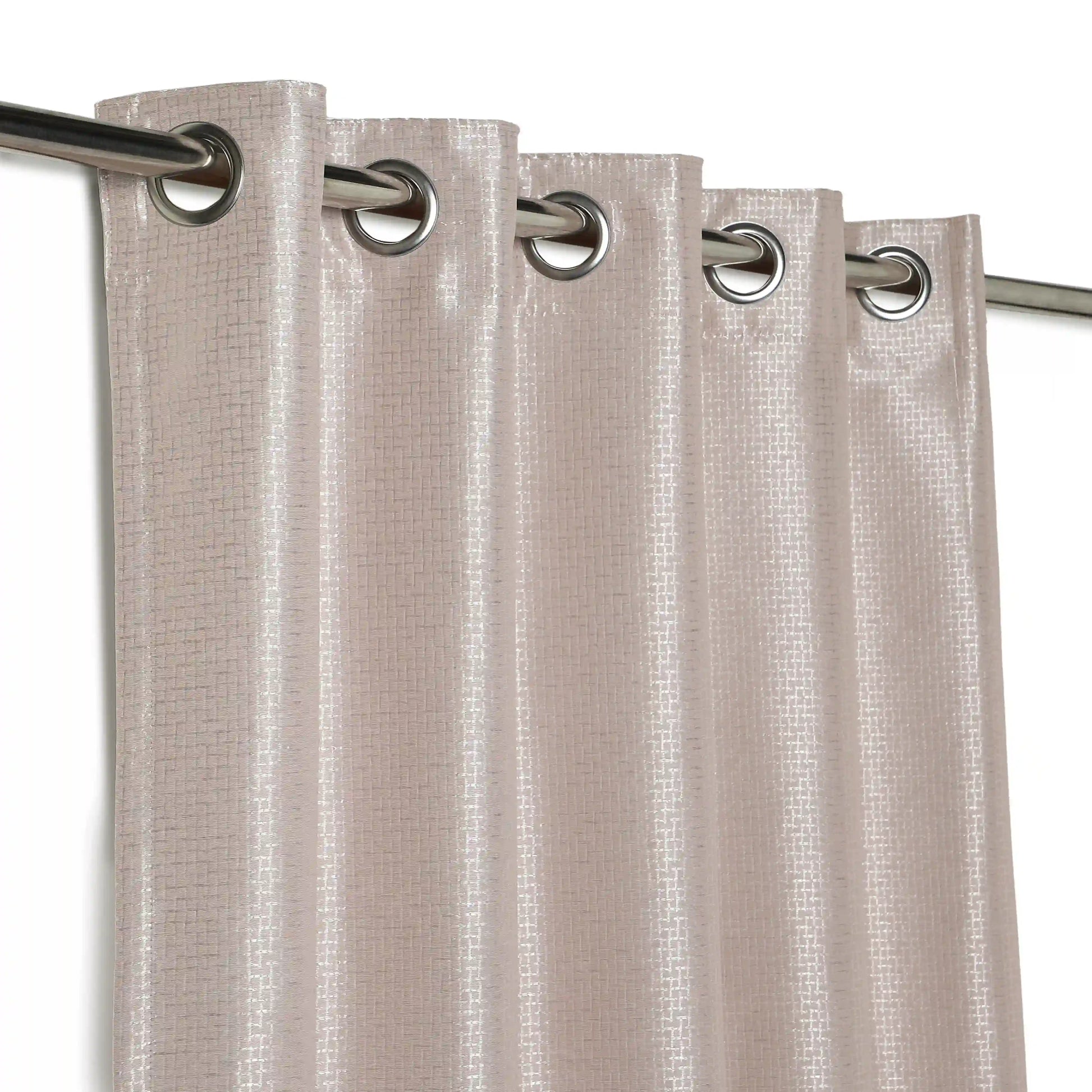 Pelushe Set Of 2 Solid Readymade Curtains | Checkered Nature Misty Rose / Door (7ft X 4.4ft)