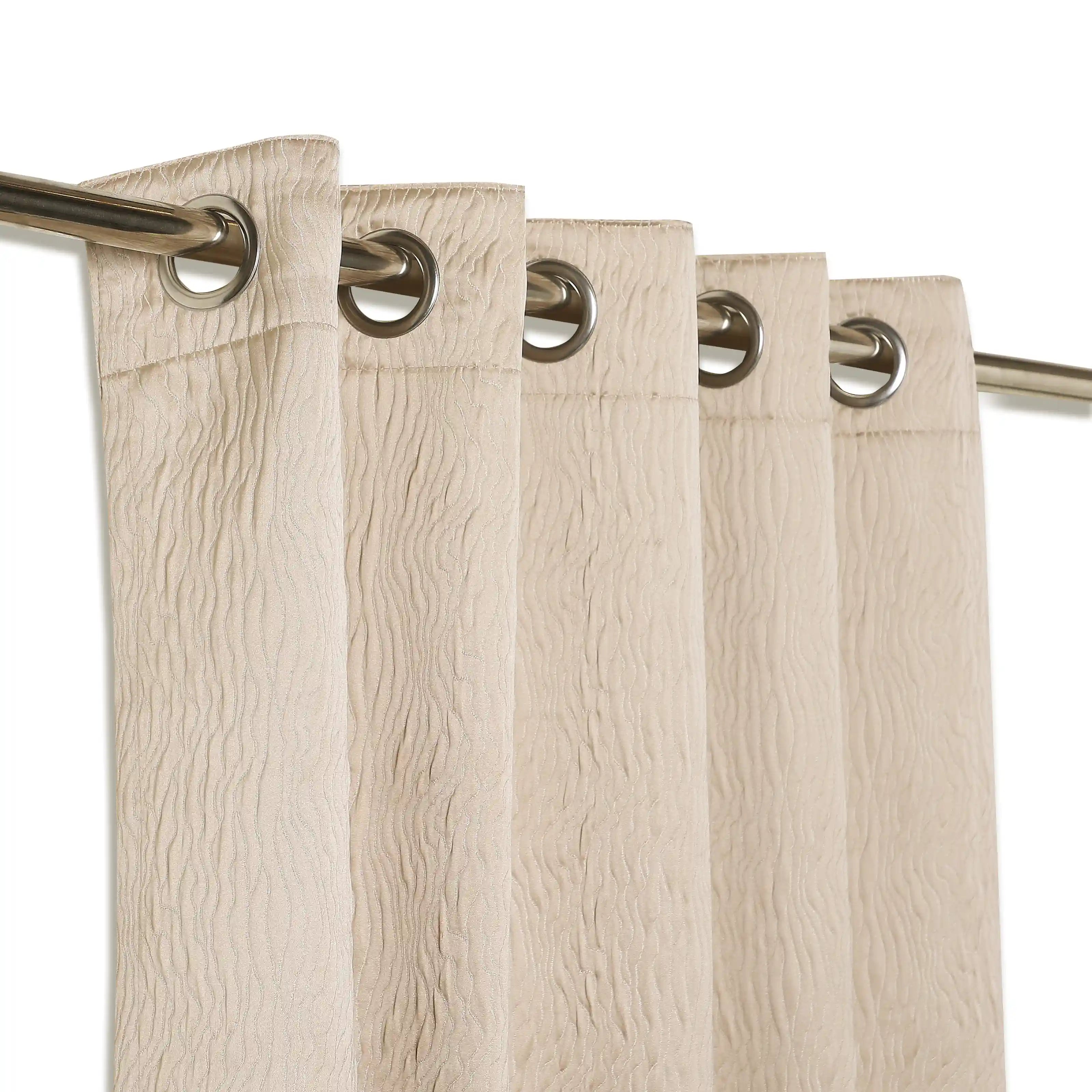 Pelushe Set Of 2 Textured Readymade Curtains | Nature Flow Mushroom / Door (7ft X 4.4ft)
