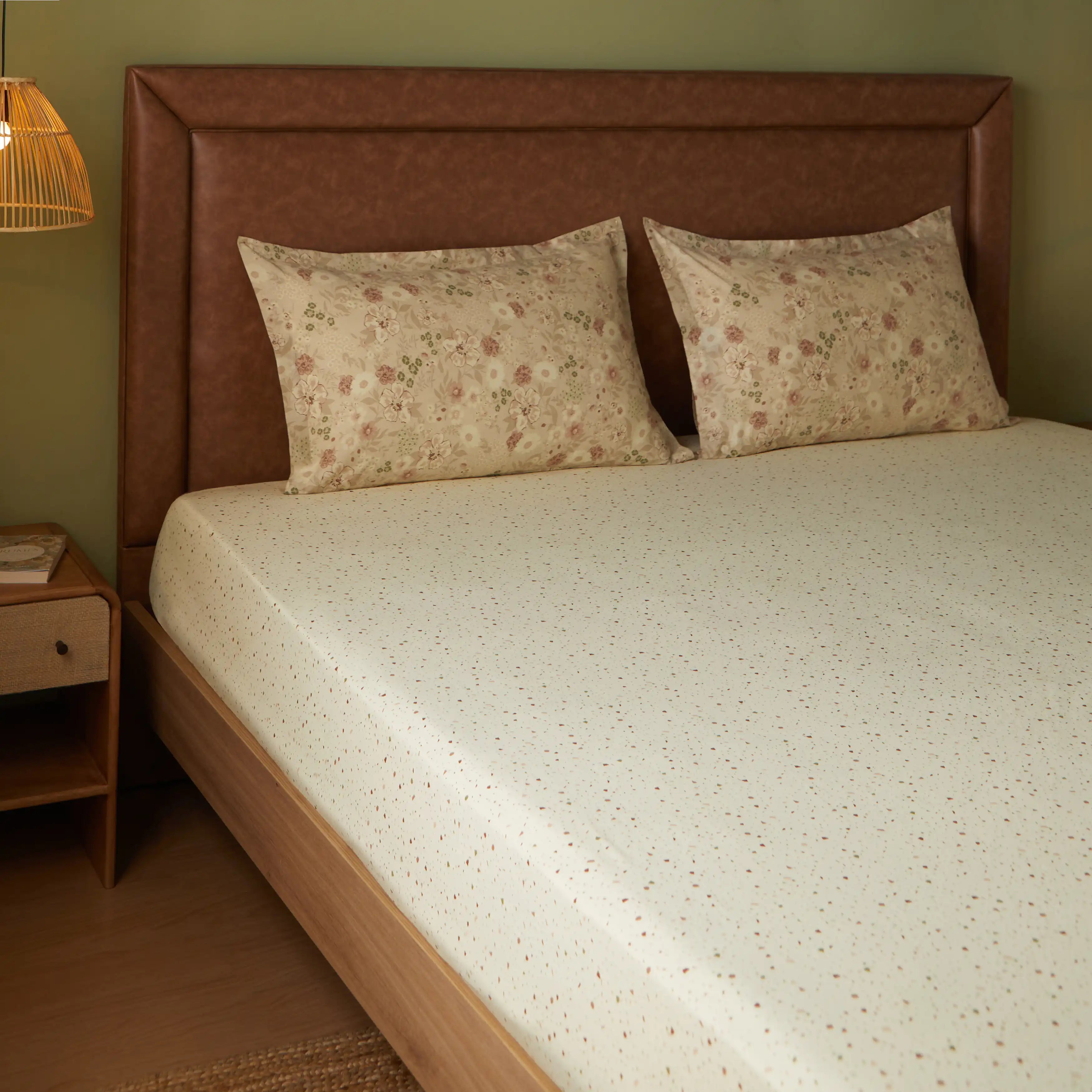 Mishella Printed Cream Fitted Sheet Set Cream / King