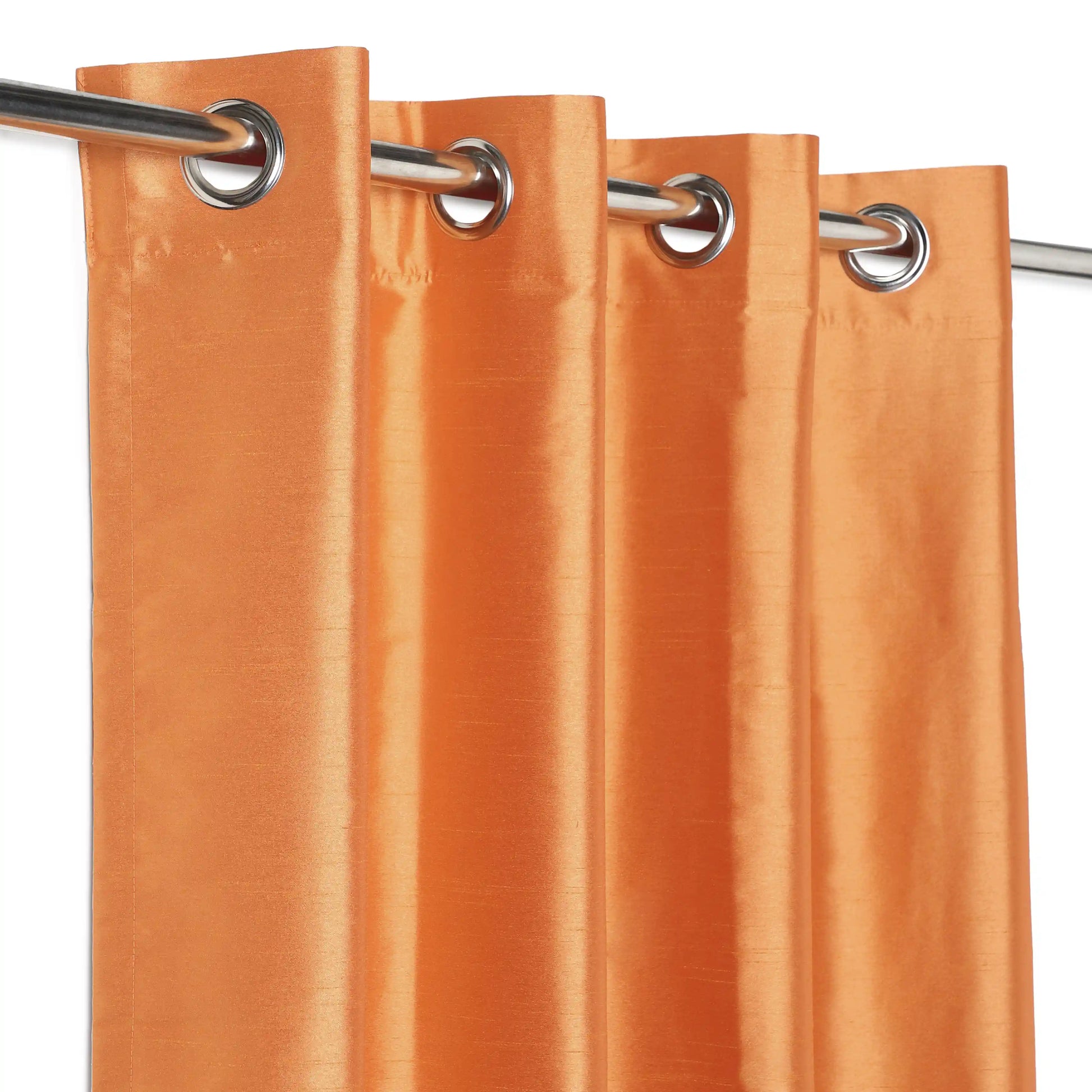 Paleto Set Of 2 Solid Readymade Curtains | Pure Hues Tangerine / Door (4.25ft X 7.22ft)