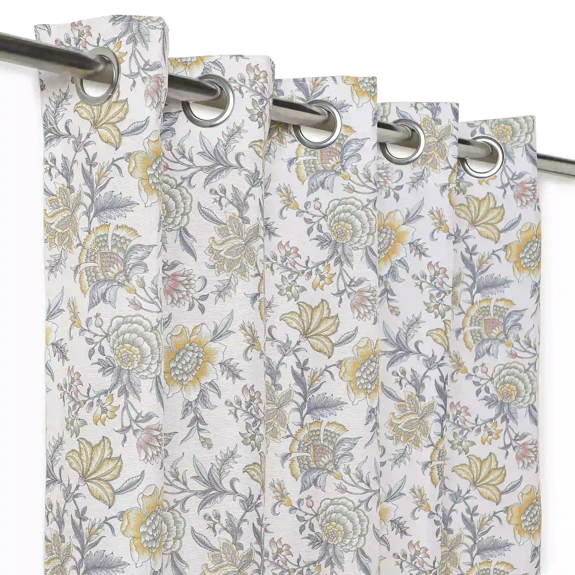 Chippa Lane Set Of 2 Printed Readymade Curtains | Chintz Affair Mustard / Window (5ft X 4.4ft)
