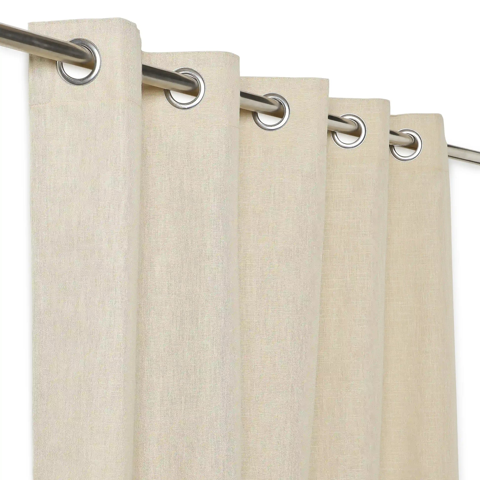 Paleto Set Of 2 Solid Readymade Curtains | Desert Tones Biscotti / Window (5ft X 4.4ft)