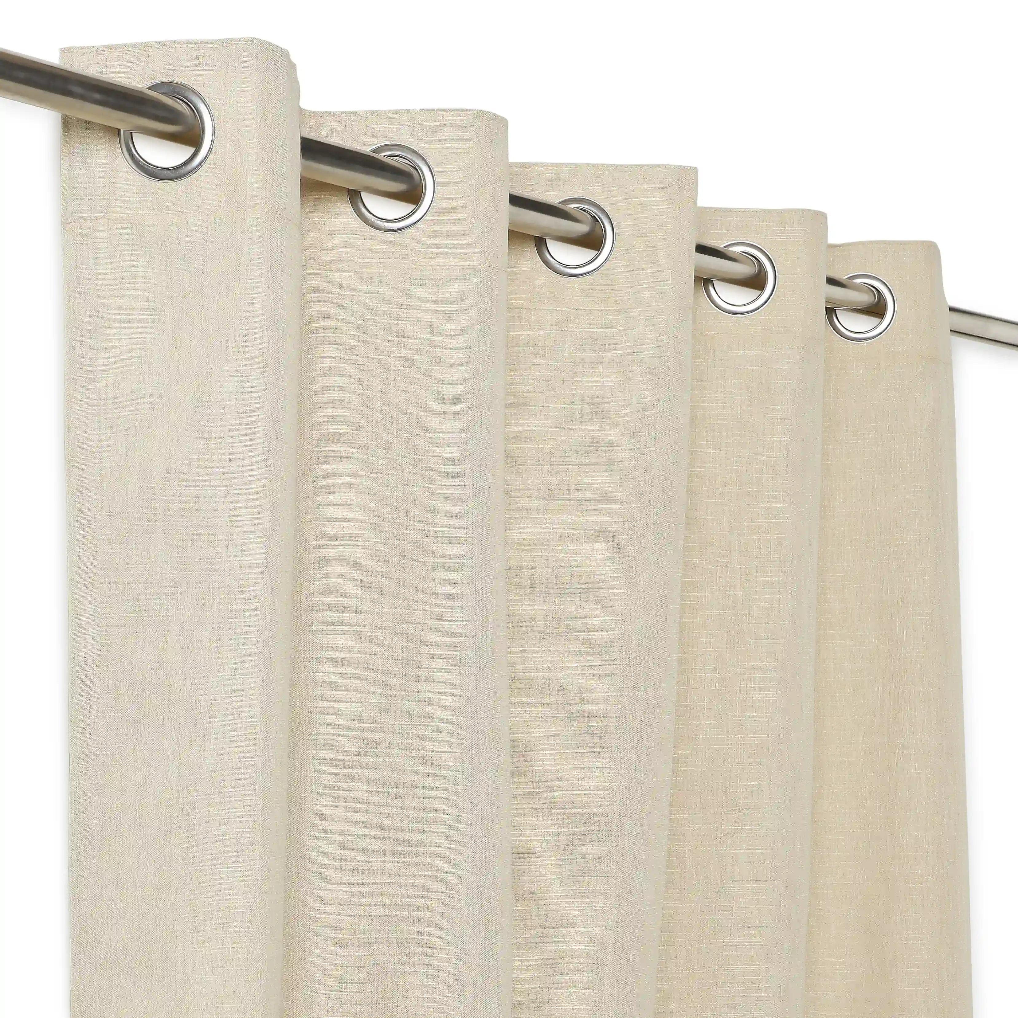 Paleto Set Of 2 Solid Readymade Curtains | Desert Tones Biscotti / Window (5ft X 4.4ft)