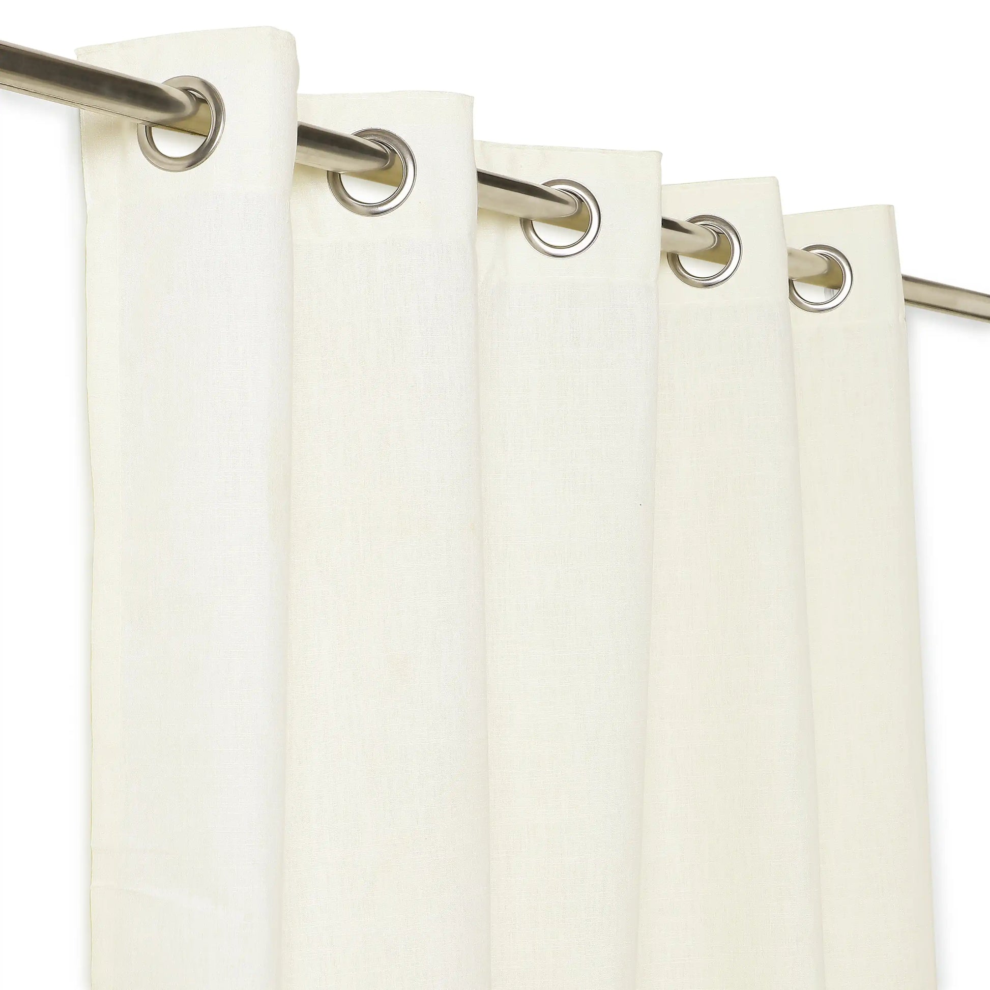 Paleto Set Of 2 Solid Readymade Curtains | Earthen Hues Vanilla / Window (5ft X 4.4ft)