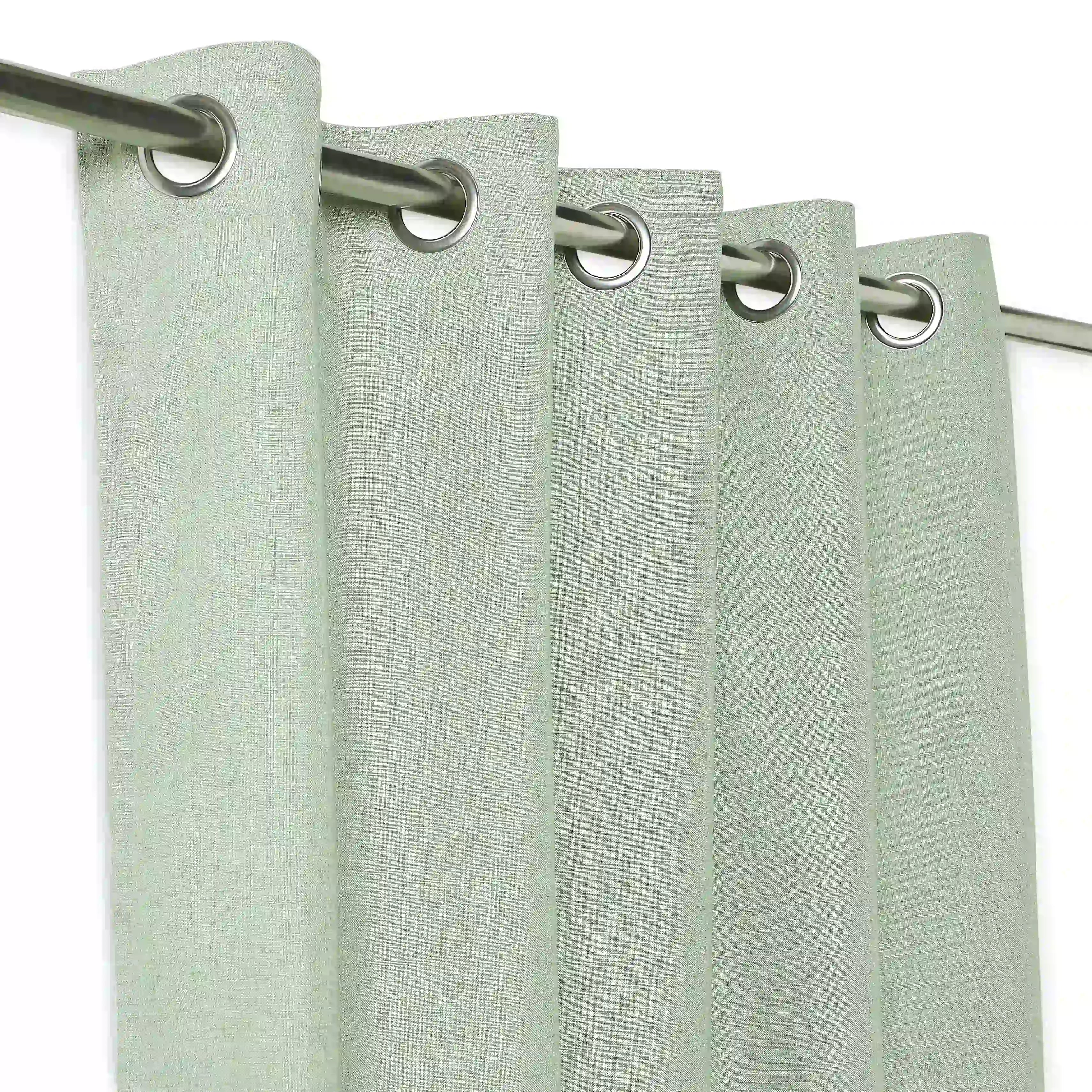 Paleto Set Of 2 Solid Readymade Curtains | Forest Days Sage / Door (7ft X 4.4ft)