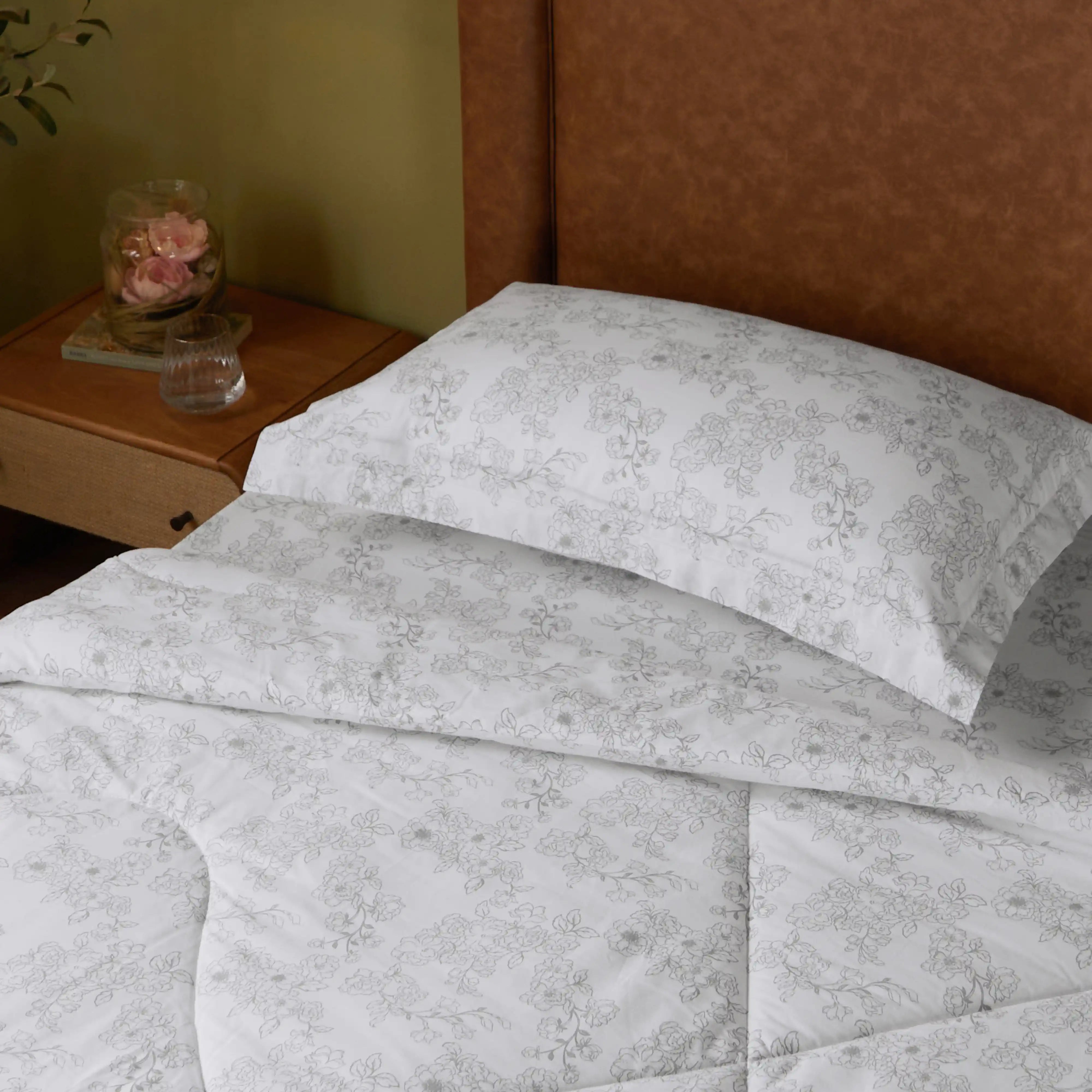 Bloomshire Classic | Everyday Charm Printed 120GSM Reversible Comforter-Grey Grey / Single