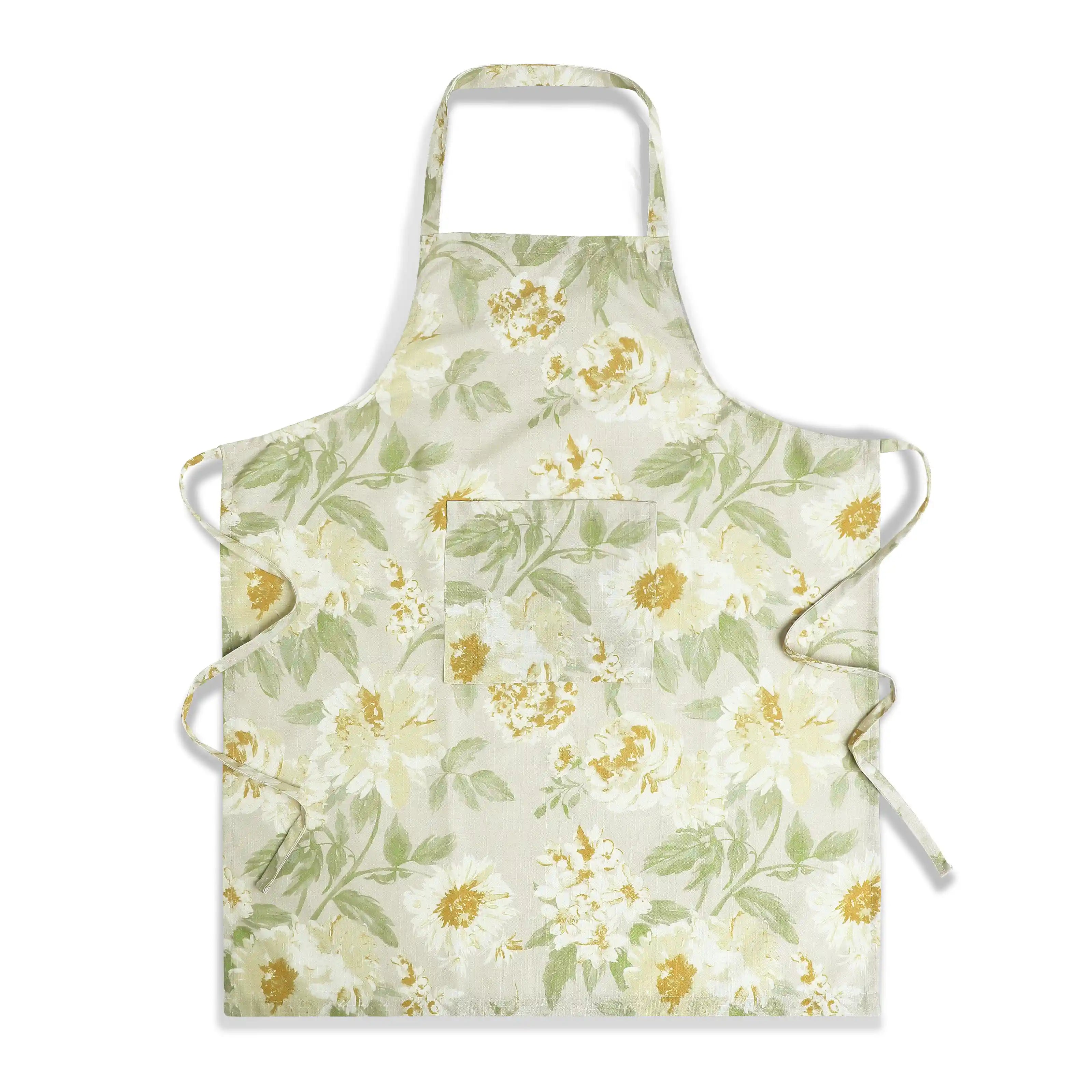 Kaleida Polyester Linen Blend Apron Ochre Origins-Floral / Apron (70cm x 90cm)