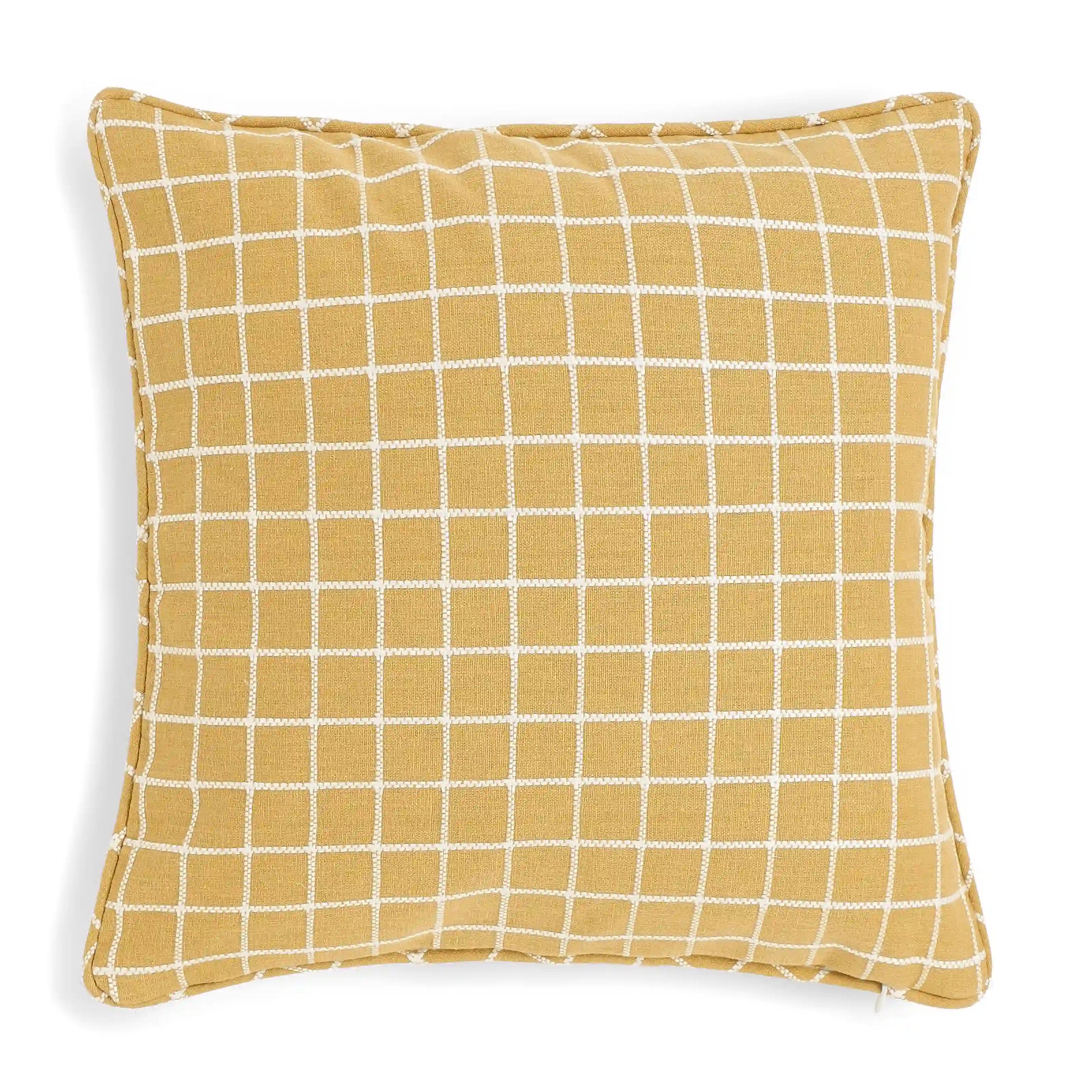 Vissencia Woven Cushion Cover | Playful Grid Warm Amber / Cushion Cover (51cm x 51cm)