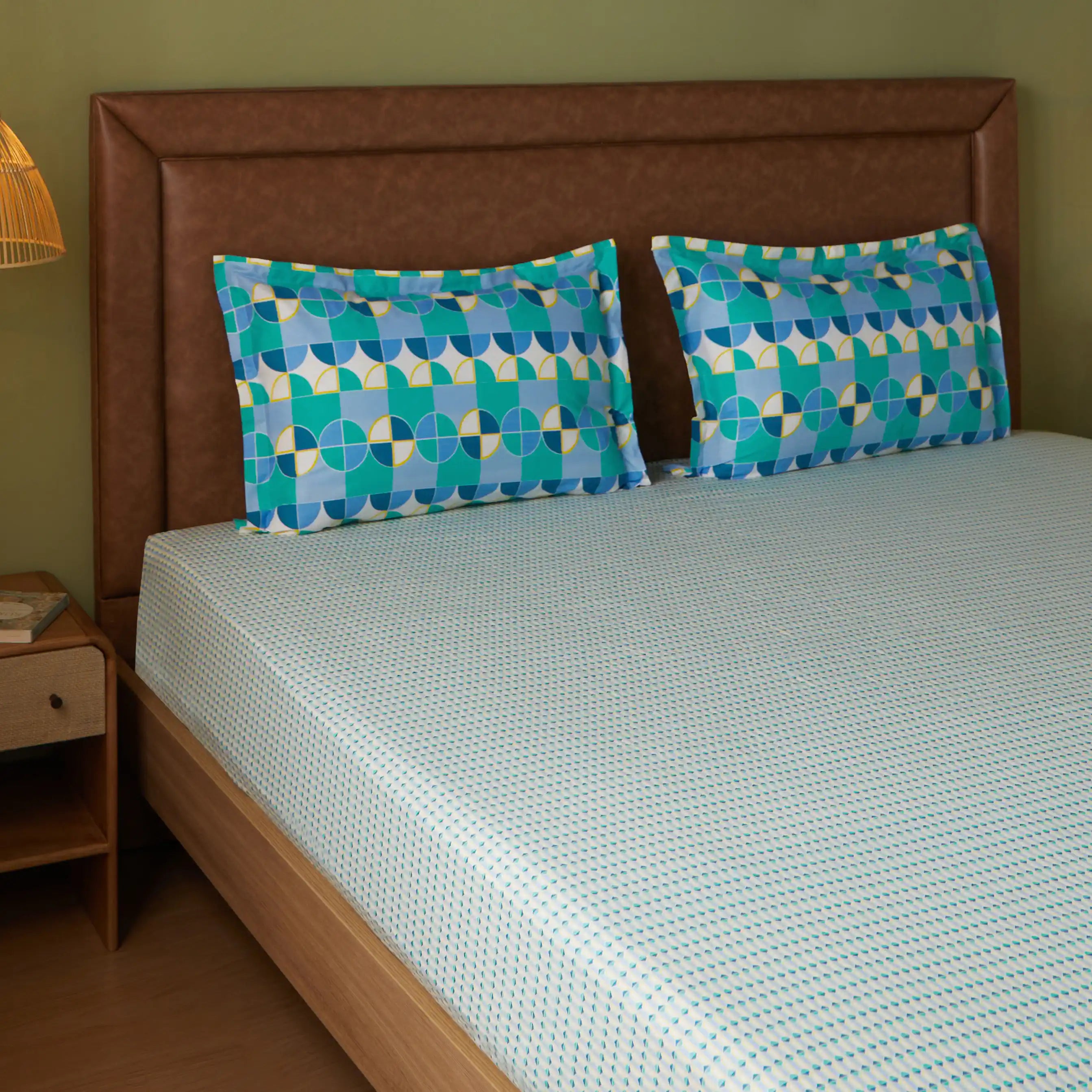 Mishella Printed Kaleido Teal Fitted Sheet Set Kaleido Teal / King