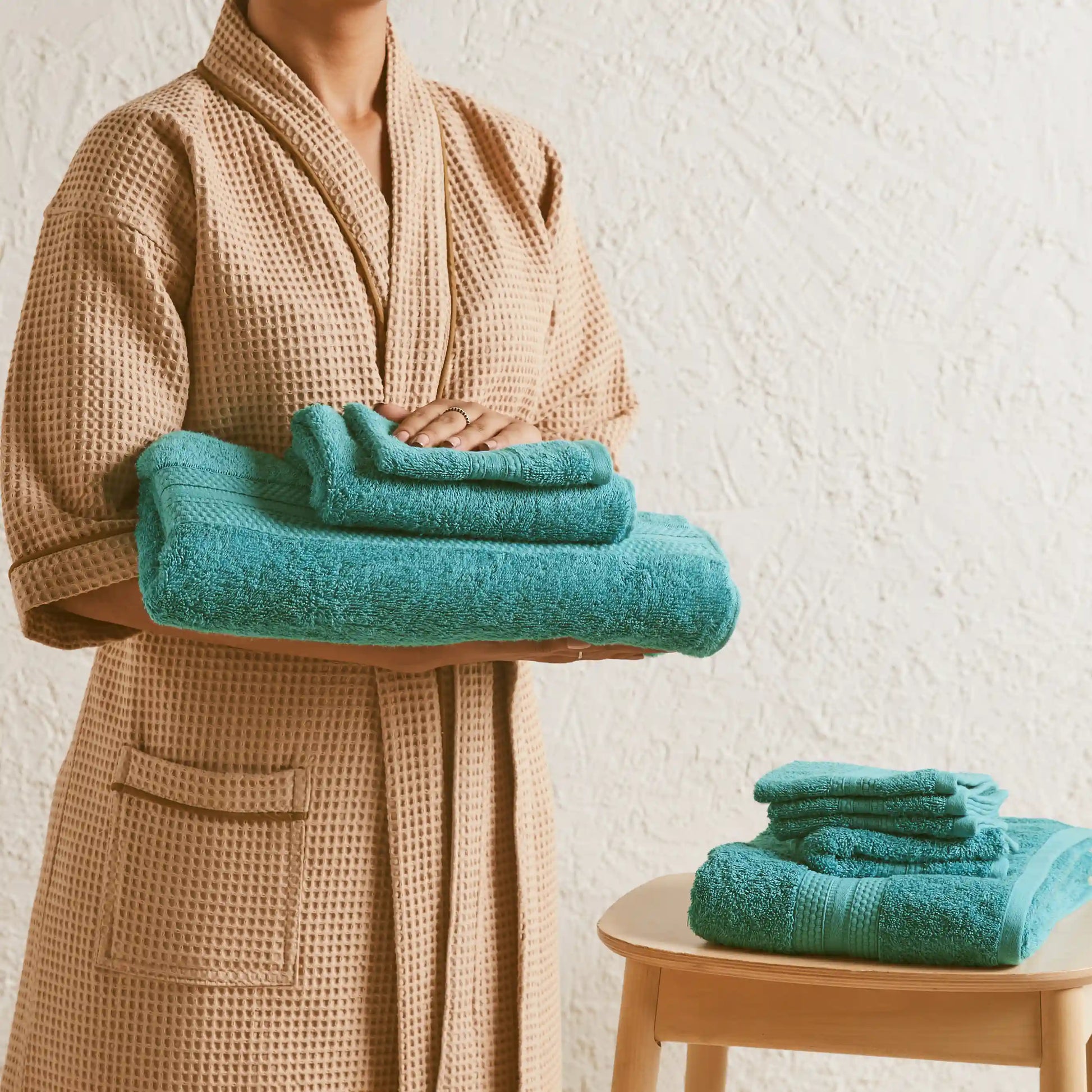 Paleto | Everyday Essentials Absorbent Ring Spun Cotton 8 Piece Terry Towel Set | Set of Bath, Hand & Face Towels Teal / 8 Piece Set