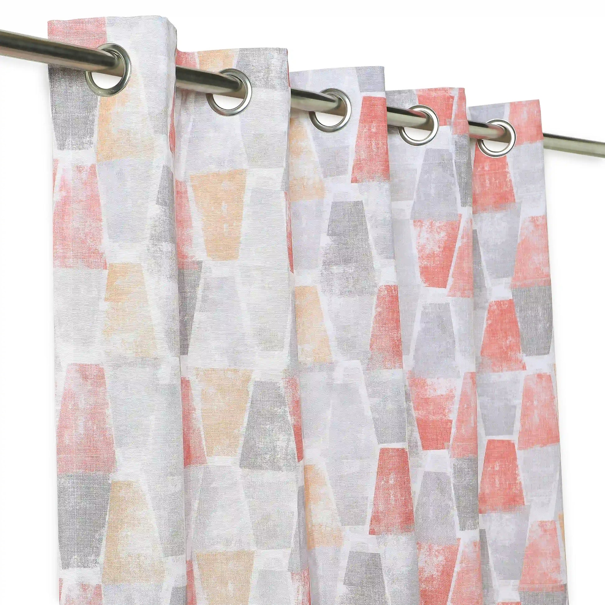 Chippa Lane Set Of 2 Printed Readymade Curtains | Brickscapes Ash Grey / Window (5ft X 4.4ft)