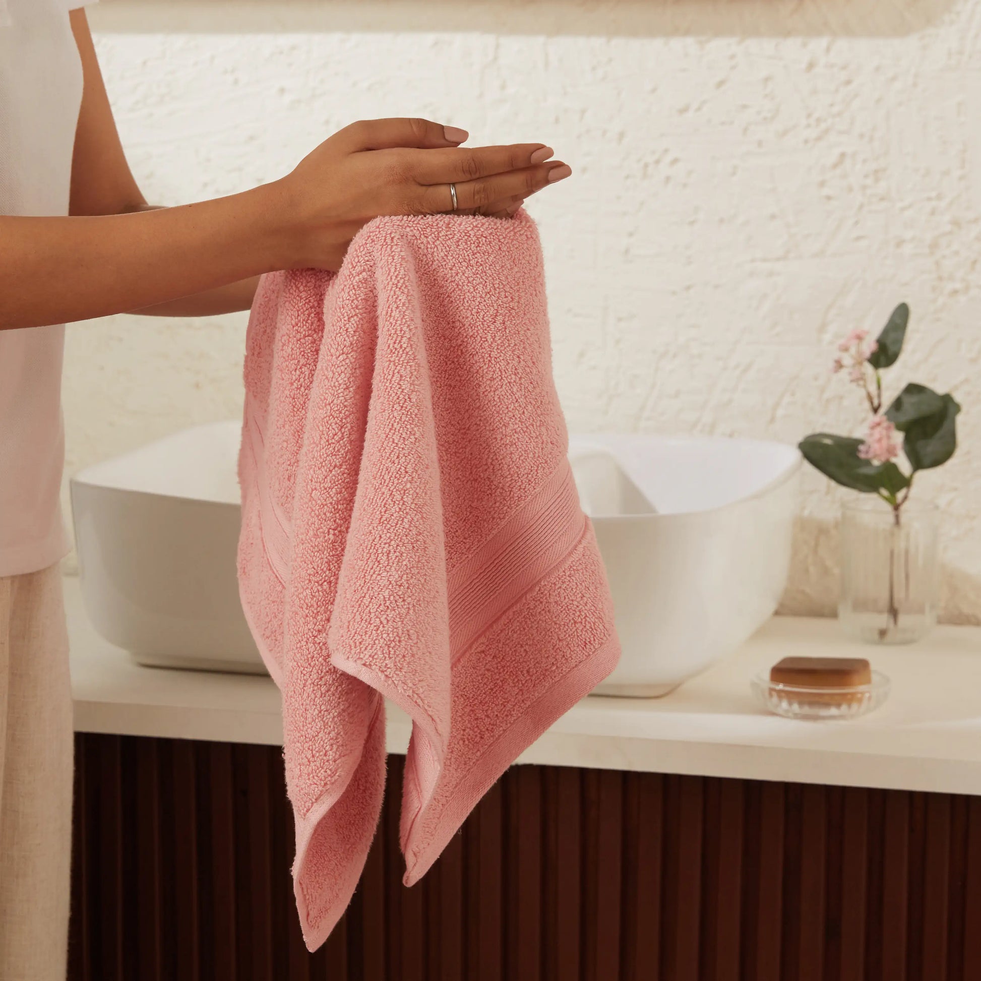 Pelushe Zero Twist 100% Cotton Hand Towel Salmon Dust / Hand Towel (40cm x 60cm)