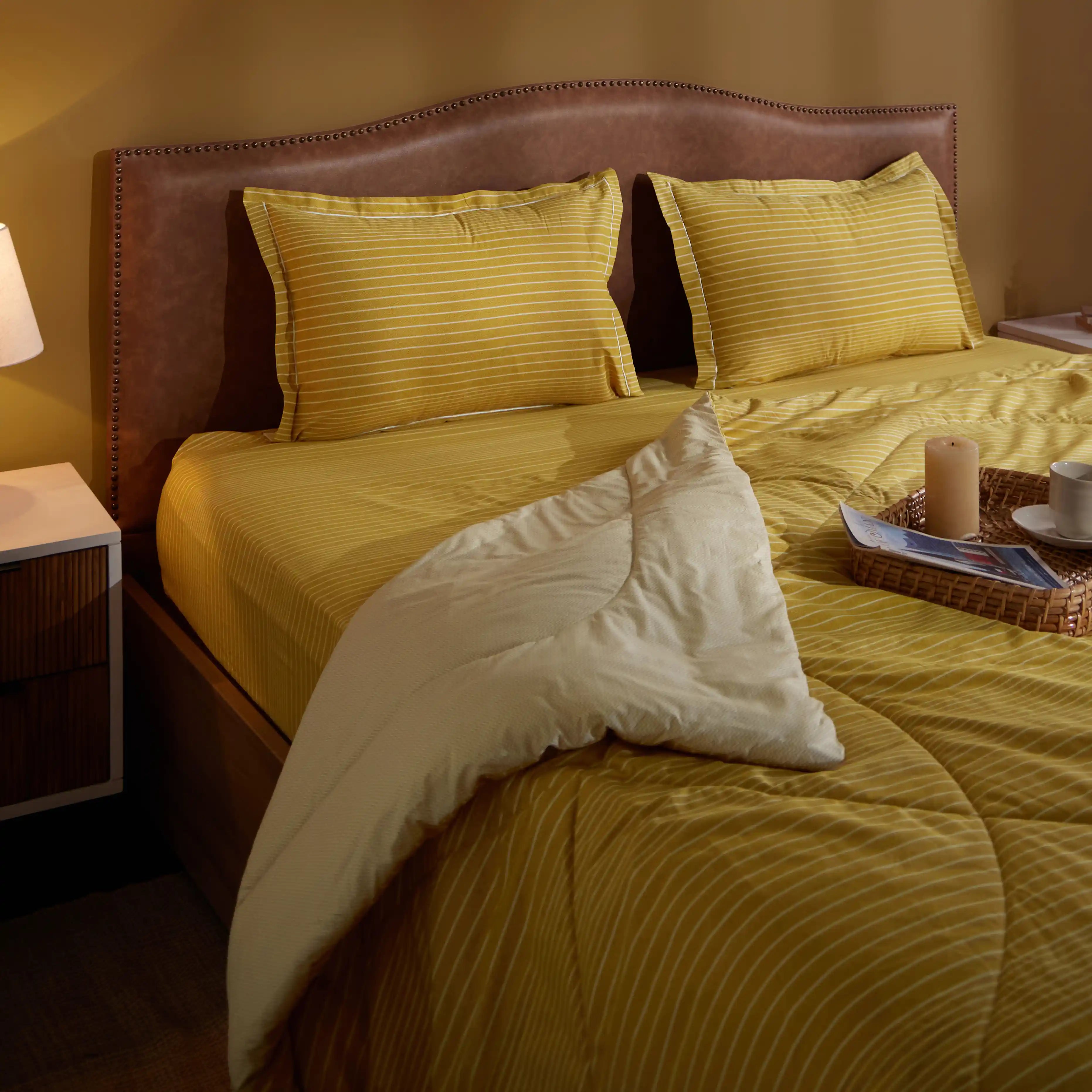 Threadscapes Printed Comforter-120gsm-Mustard Mustard / Double