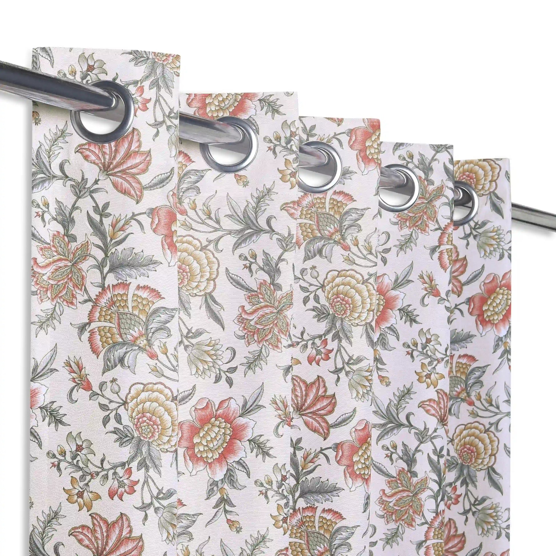 Chippa Lane Set Of 2 Printed Readymade Curtains | Chintz Affair Dusty Rose / Door-XL (9ft X 4.4ft)