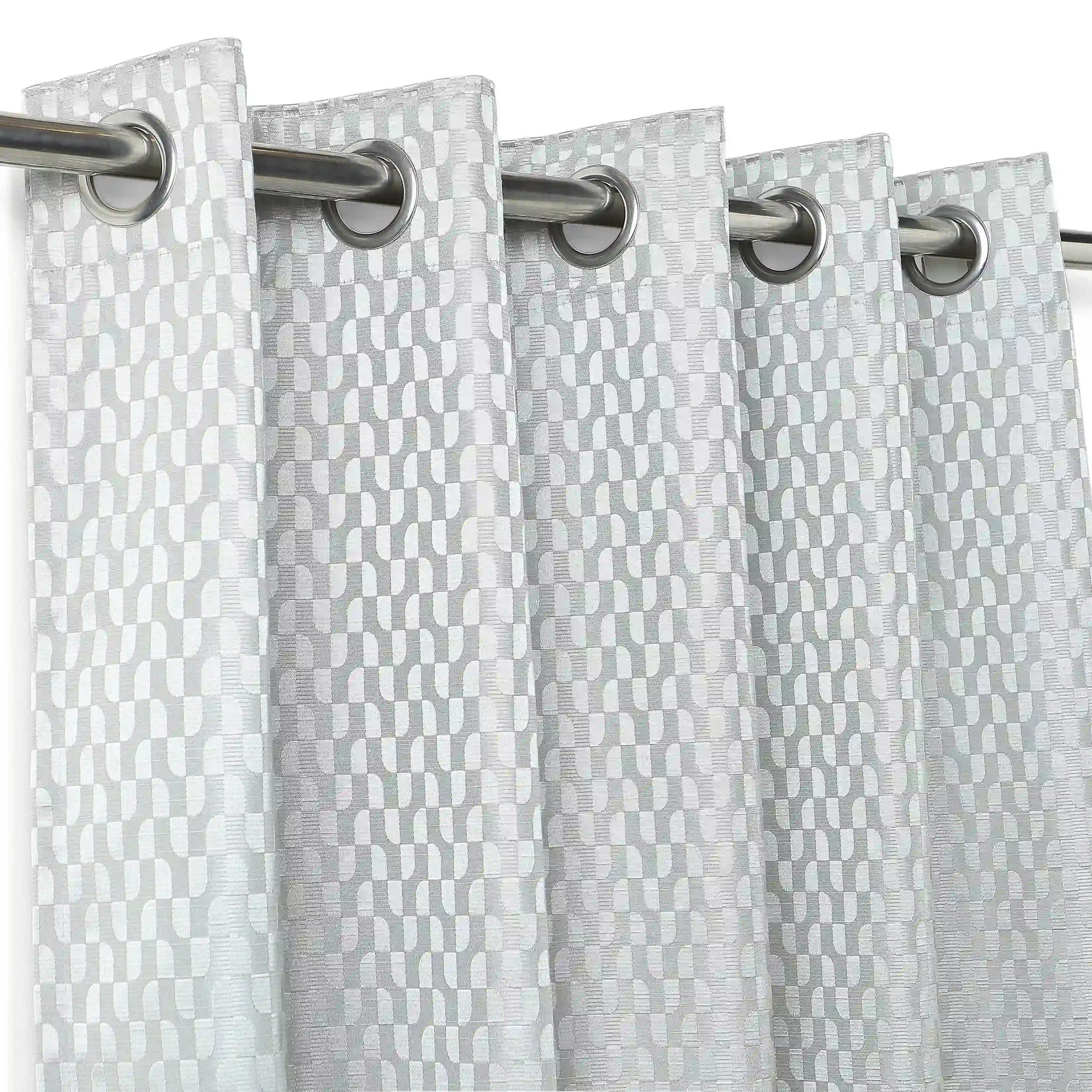 De Jacquard - Classic Set Of 2 Jacquard Readymade Curtains | Rolling Rhythm Twilight Mist / Door-XL (9ft X 4.4ft)
