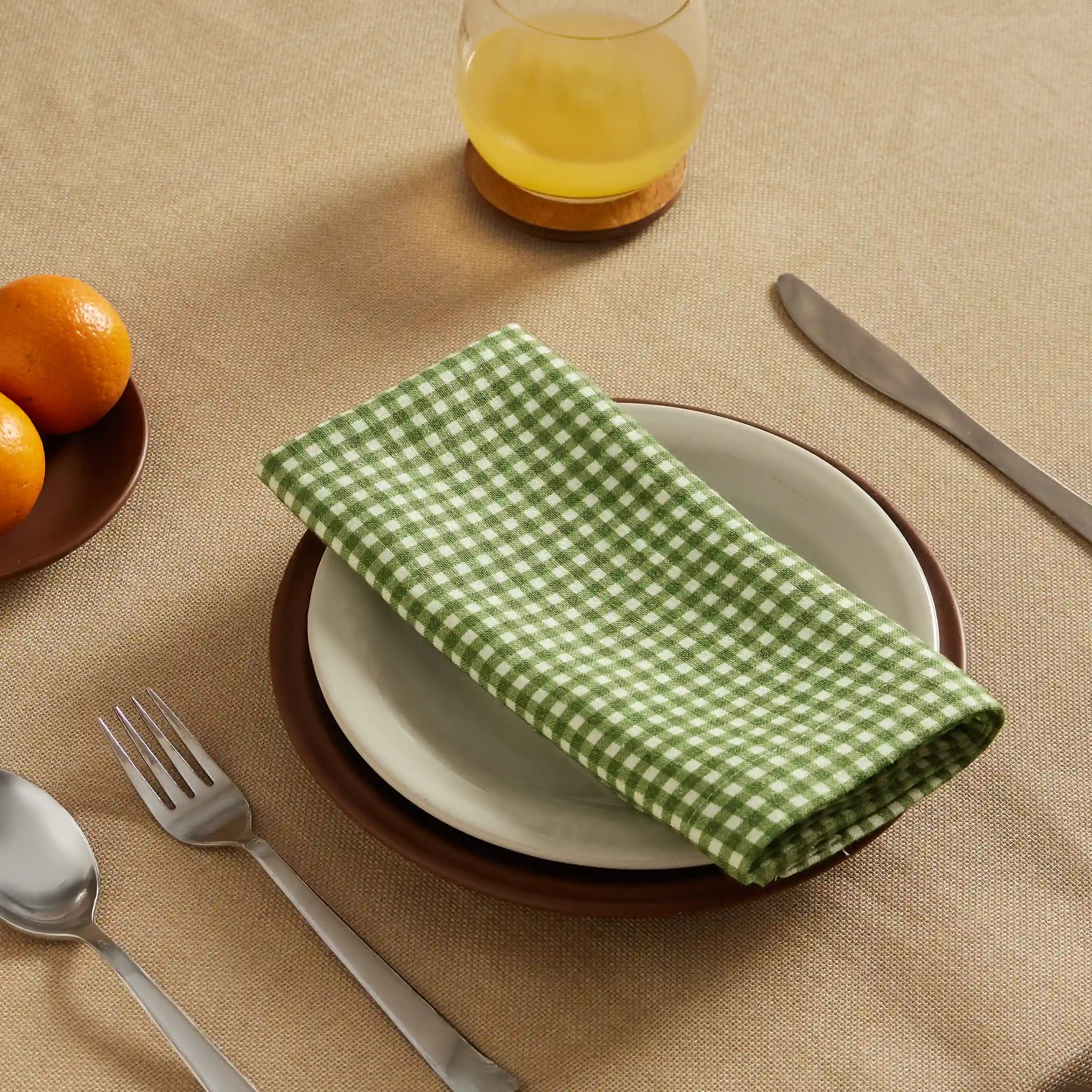 Nonna's Home 100% Cotton Table Napkin Set Small Rosemary Gingham / Pack of 4