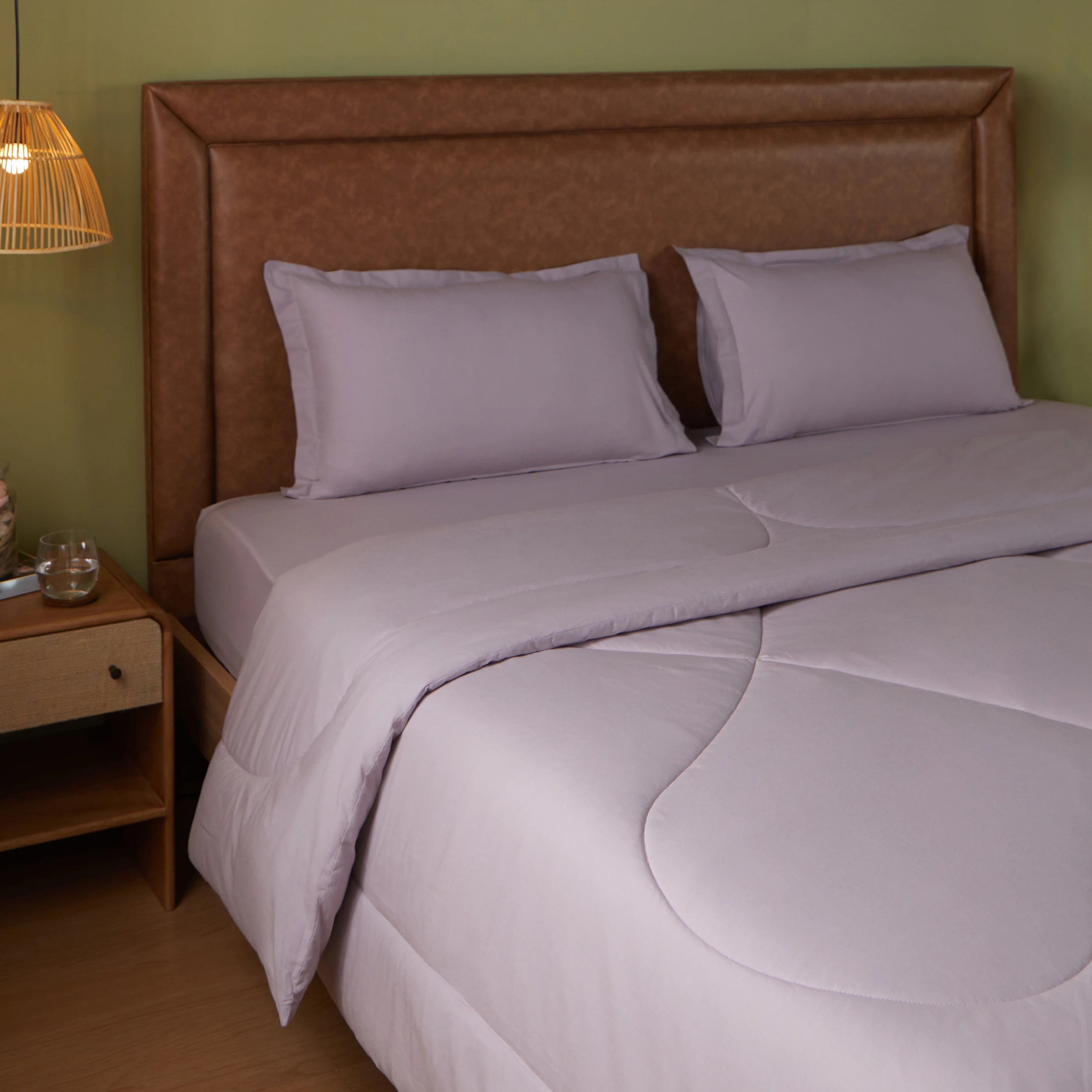 Paleto | Everyday Hues Cotton Solid Dyed 120GSM Comforter-Grey Lavender Grey Lavender / Double