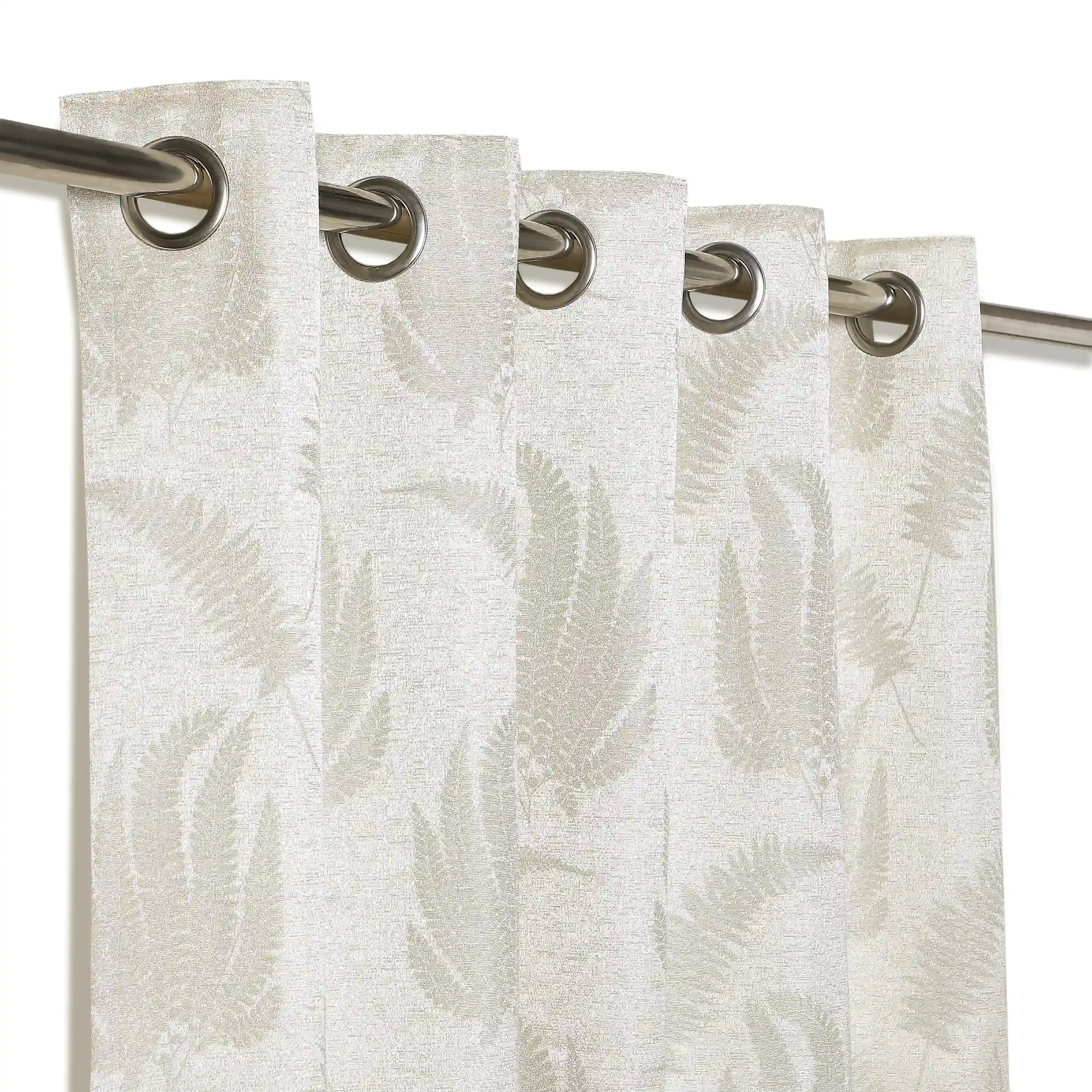 De Jacquard - Classic Set Of 2 Jacquard Readymade Curtains | Tropical Whisper Soft Fawn / Window (5ft X 4.4ft)