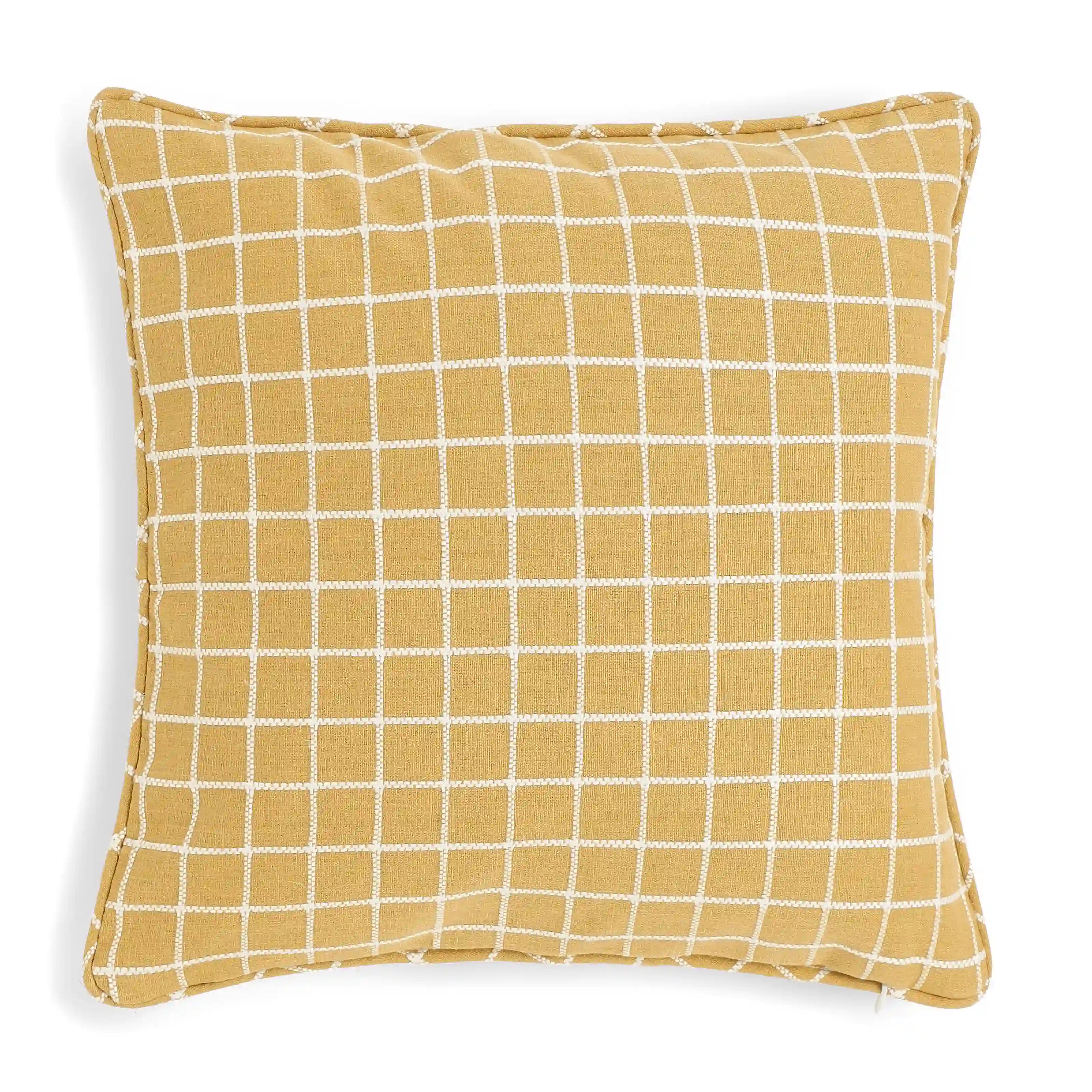 Vissencia Woven Cushion Cover | Playful Grid Warm Amber / Cushion Cover (41cm x 41cm)