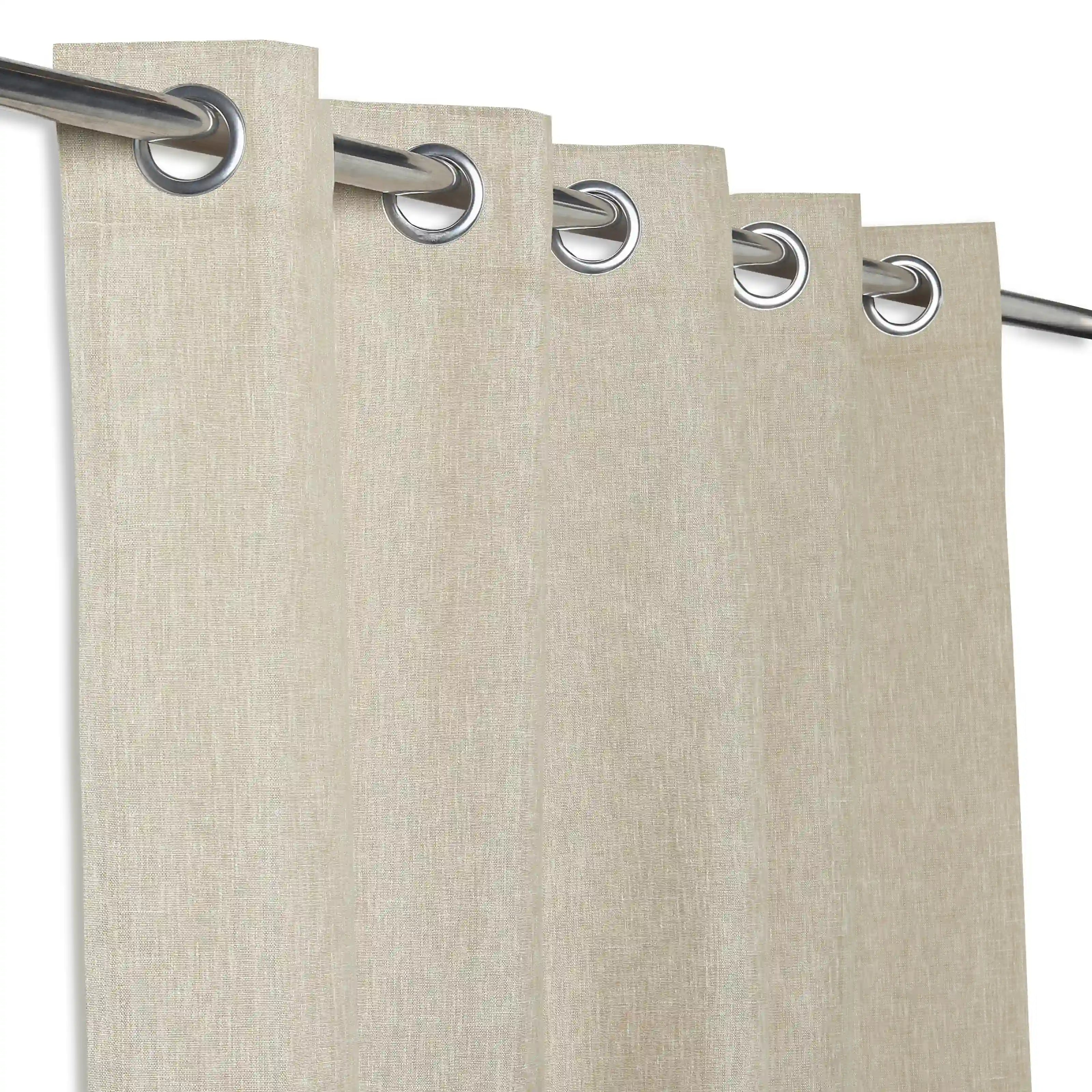 Paleto Set Of 2 Solid Readymade Curtains | Neutral Notes Almond / Window (5ft X 4.4ft)