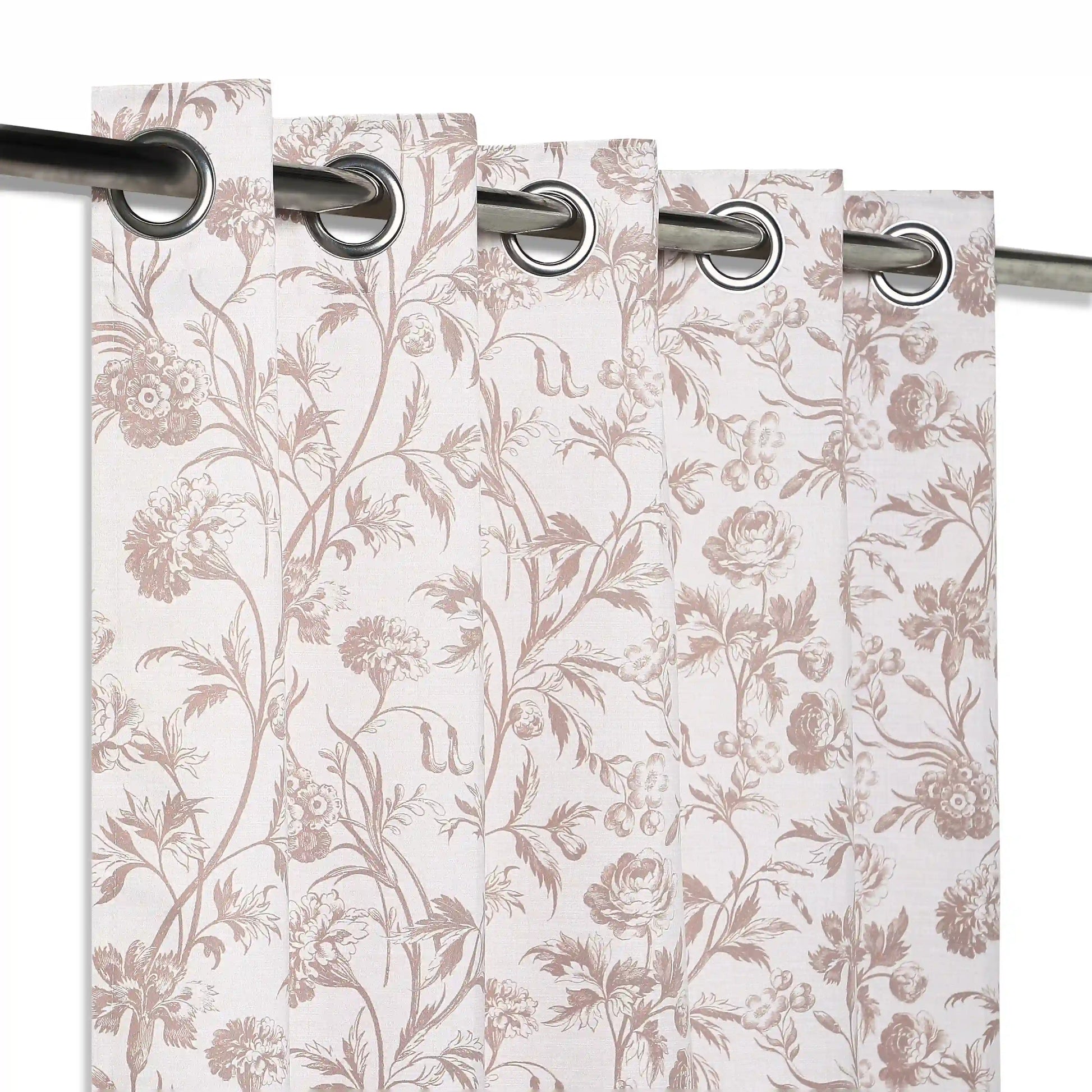 Bloomshire Classic Set Of 2 Printed Readymade Curtains | Shadow Bloom Walnut / Door (7ft X 4.4ft)