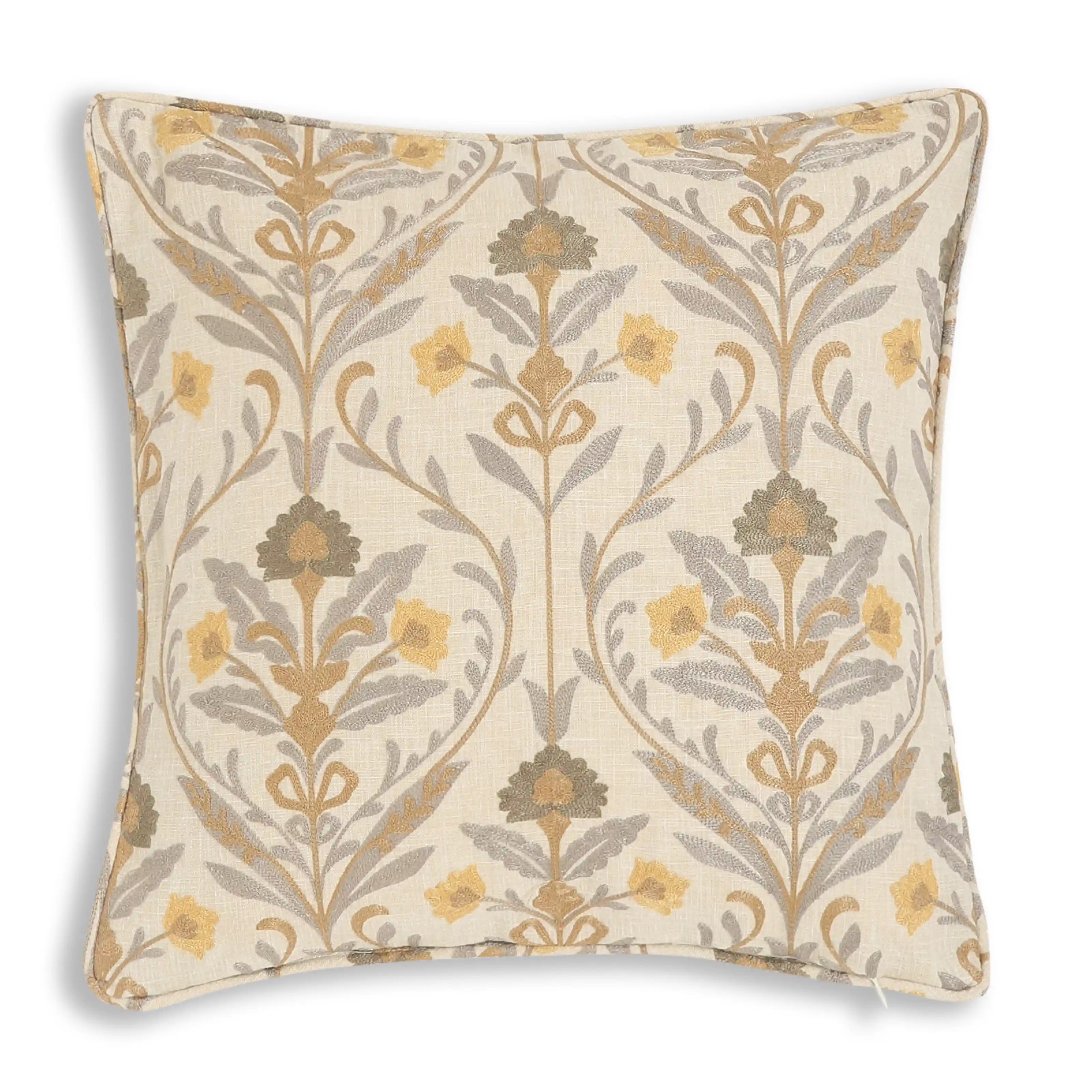 Espricia Embroidered Cushion Cover | Saanjh Baked Sand / Cushion Cover (41cm x 41cm)