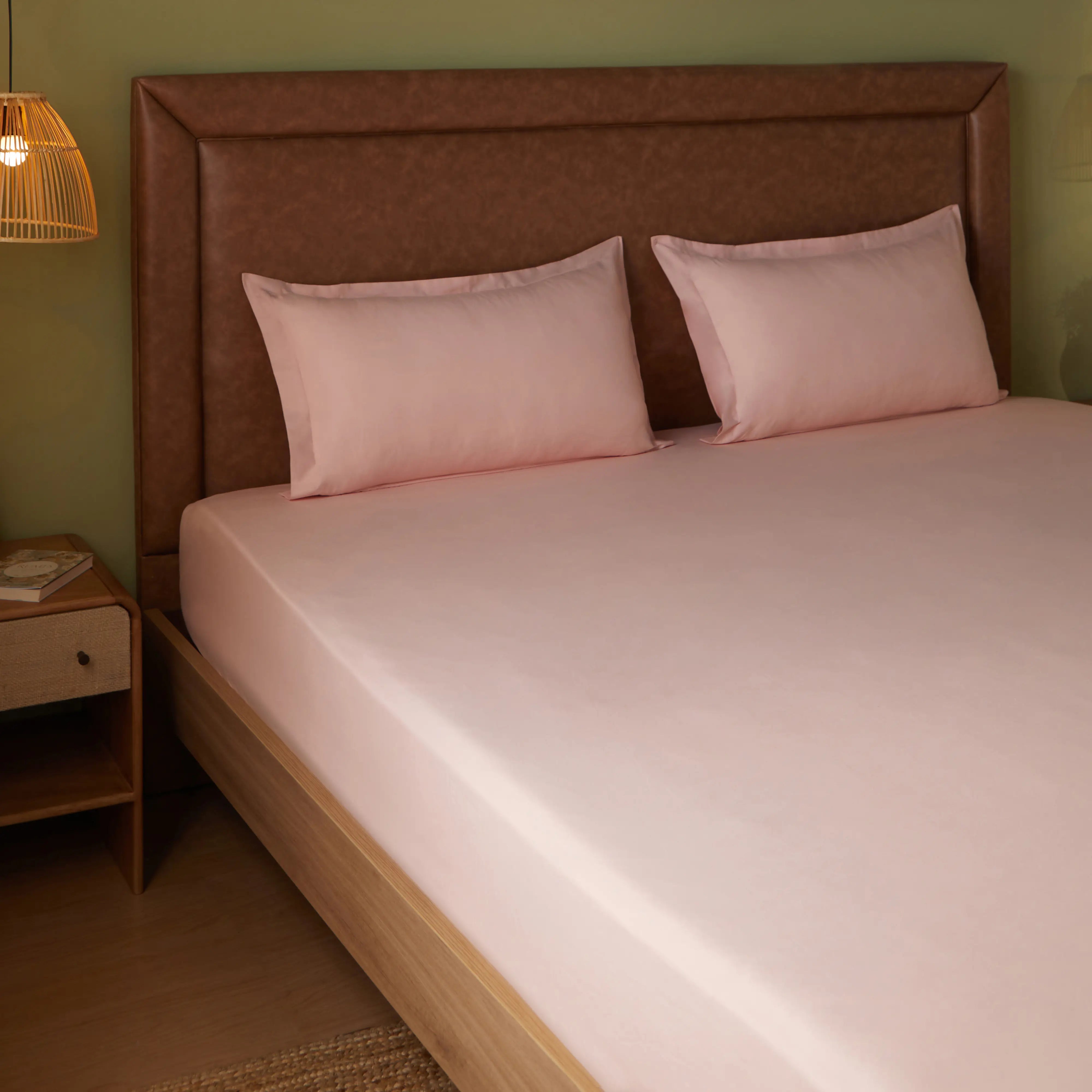 Paleto | Everyday Hues Solid Dyed Cotton Bedsheet Set-Veiled Rose Veiled Rose / Super King