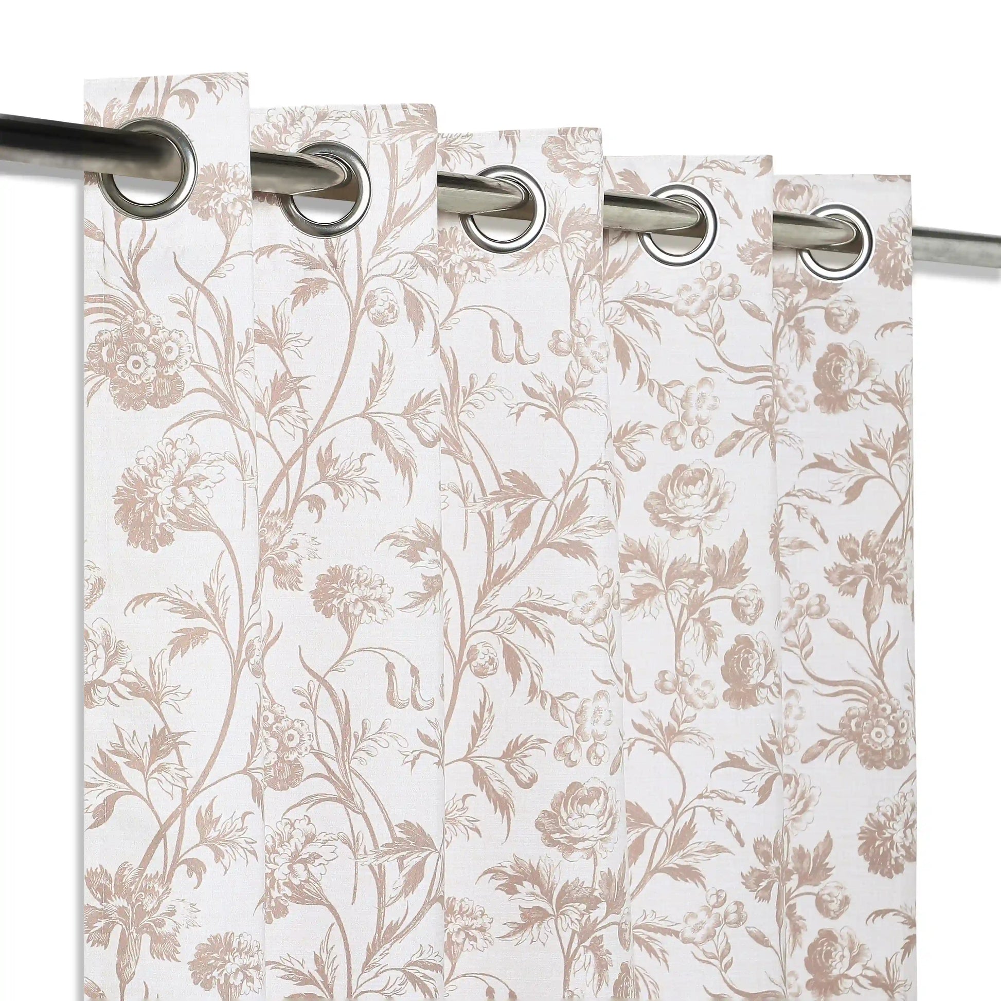 Bloomshire Classic Set Of 2 Printed Readymade Curtains | Shadow Bloom Walnut / Window (5ft X 4.4ft)