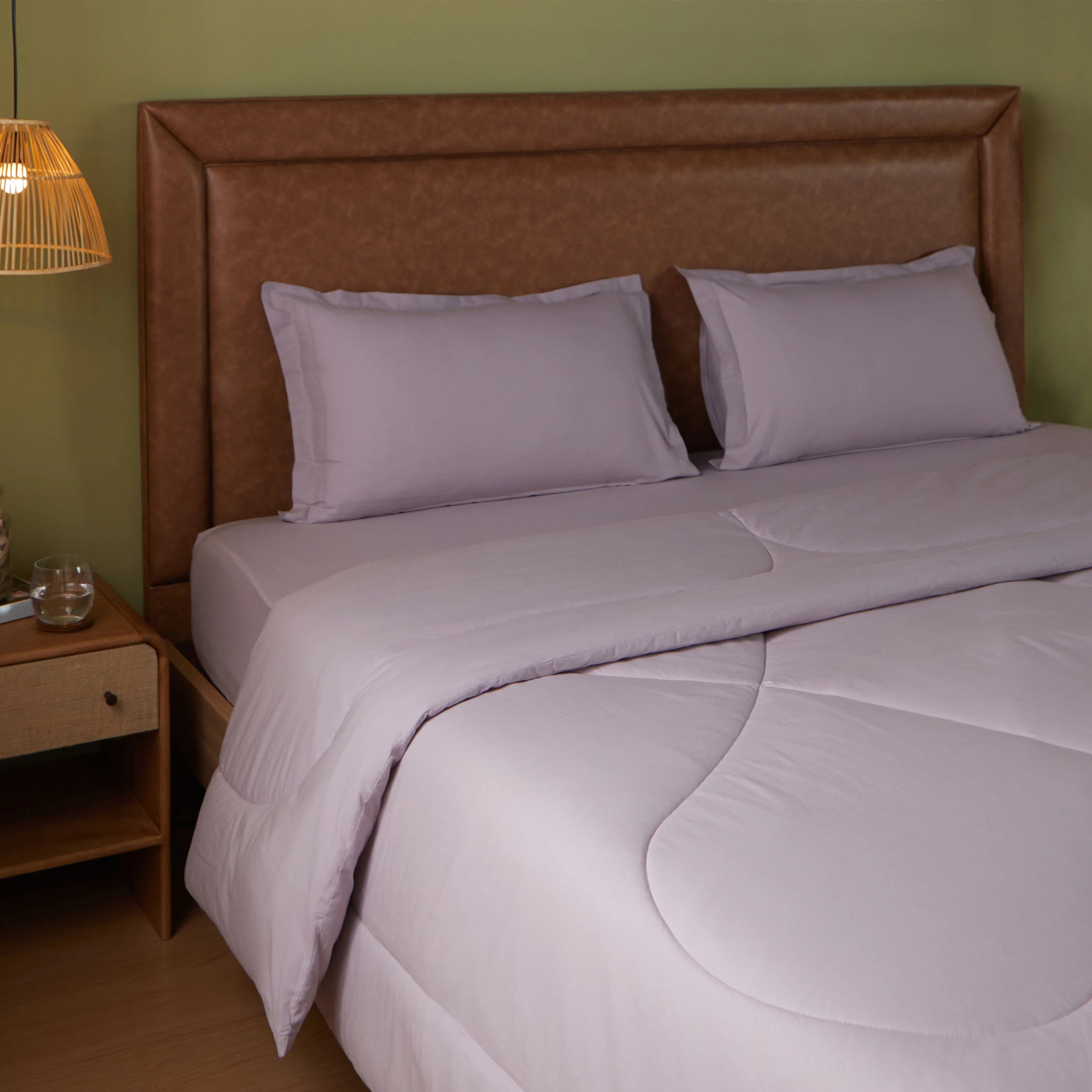Paleto | Everyday Hues Cotton Solid Dyed 240GSM Comforter for Extra Warmth-Grey Lavender Grey Lavender / Double