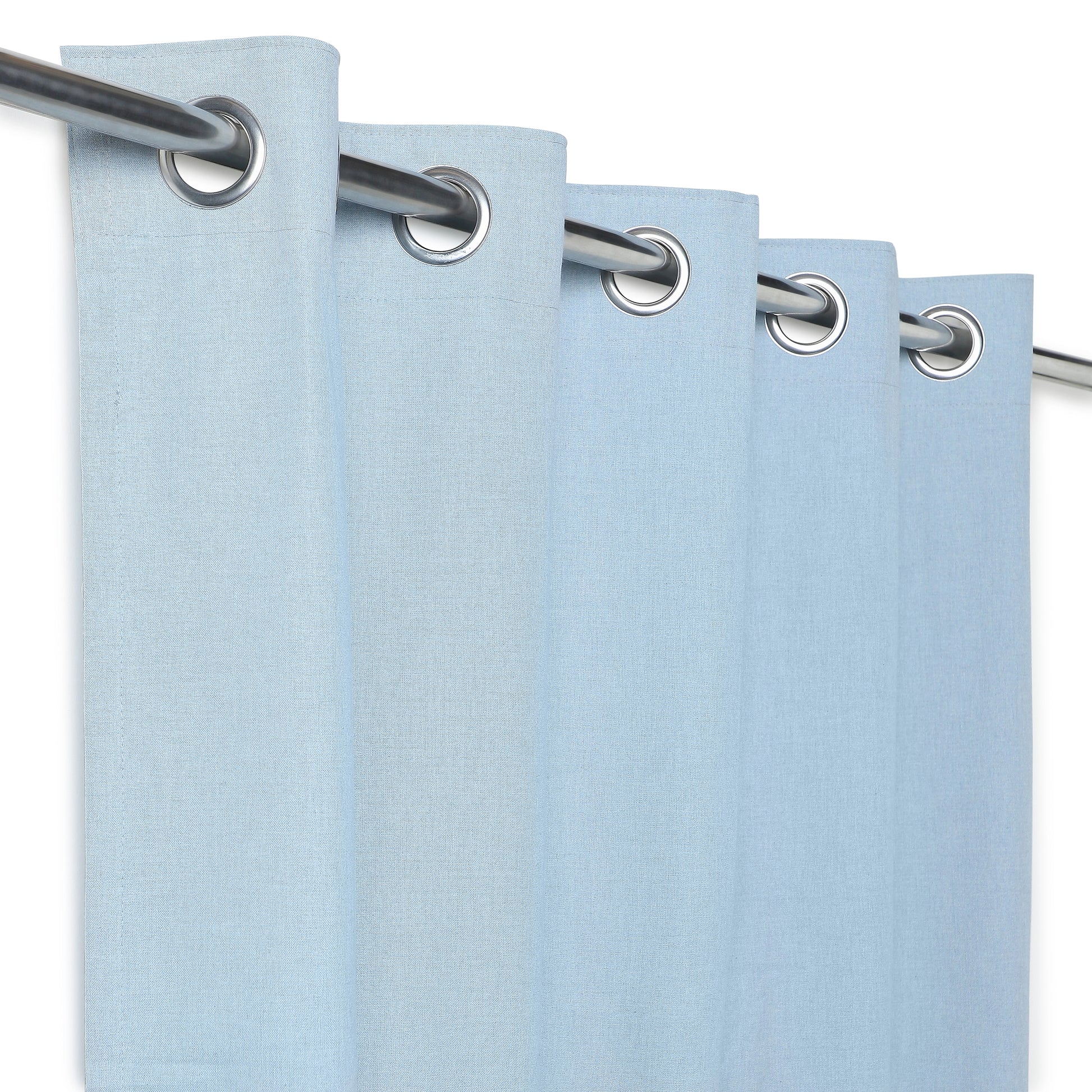 Pelushe Set Of 2 100% Cotton Solid Readymade Curtains | Everyday Hues Blue Haze / Door (7ft X 4.4ft)
