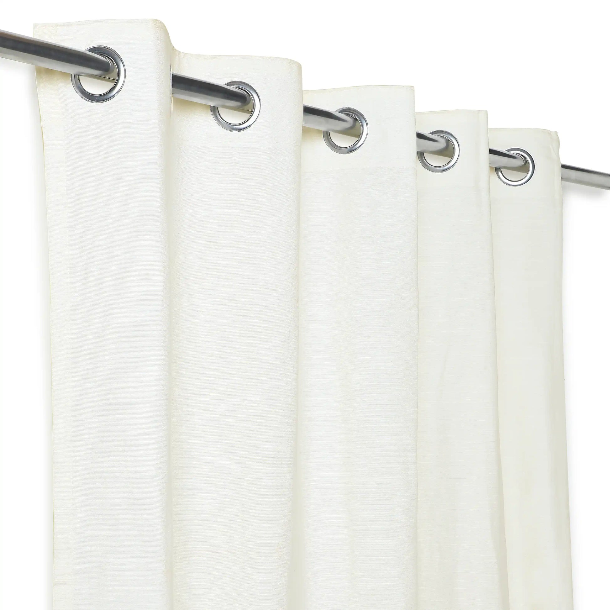 Paleto Set Of 2 Solid Readymade Curtains | Earthen Textures Cream / Window (5ft X 4.4ft)