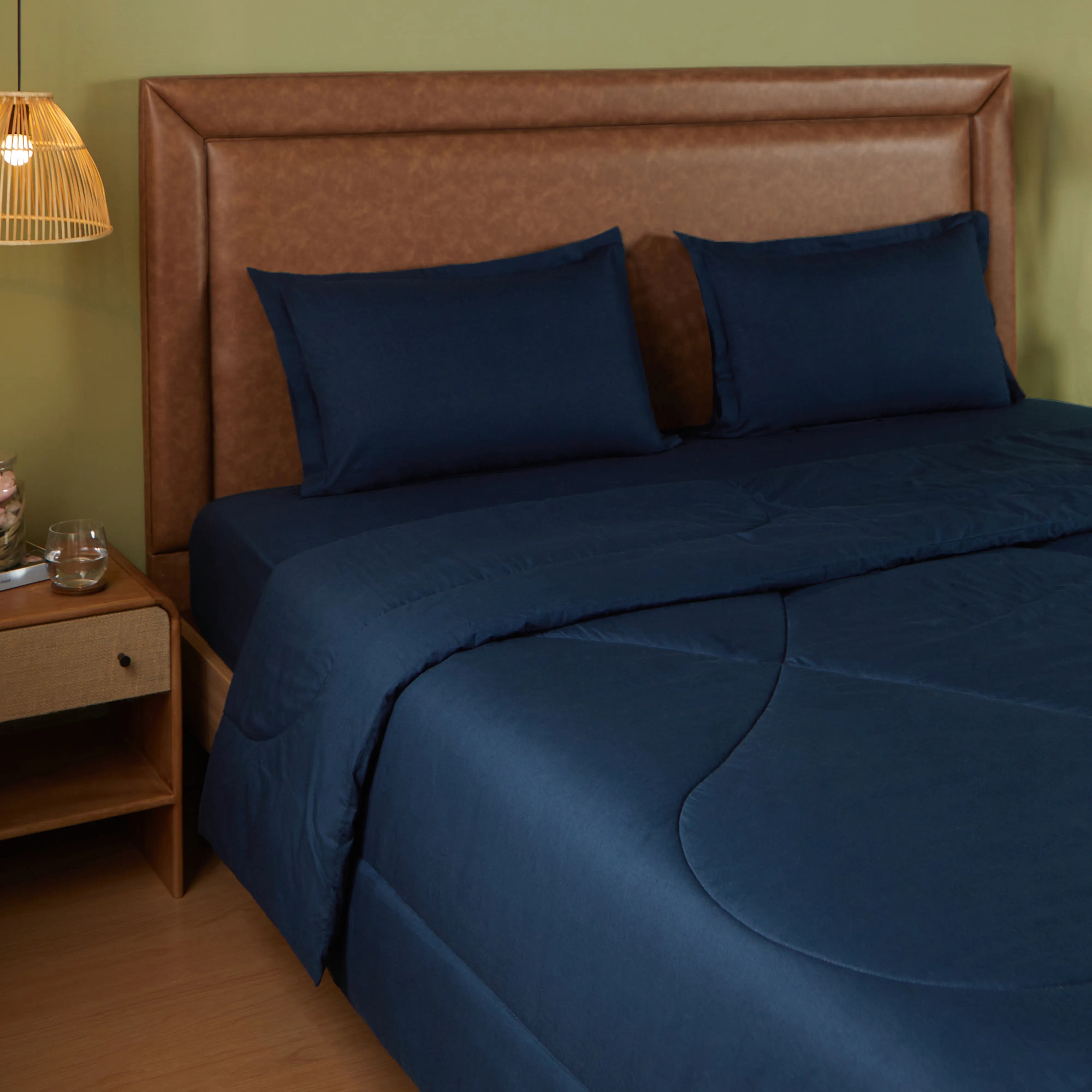 Paleto | Everyday Hues Cotton Solid Dyed 240GSM Comforter for Extra Warmth-Navy Navy / Double