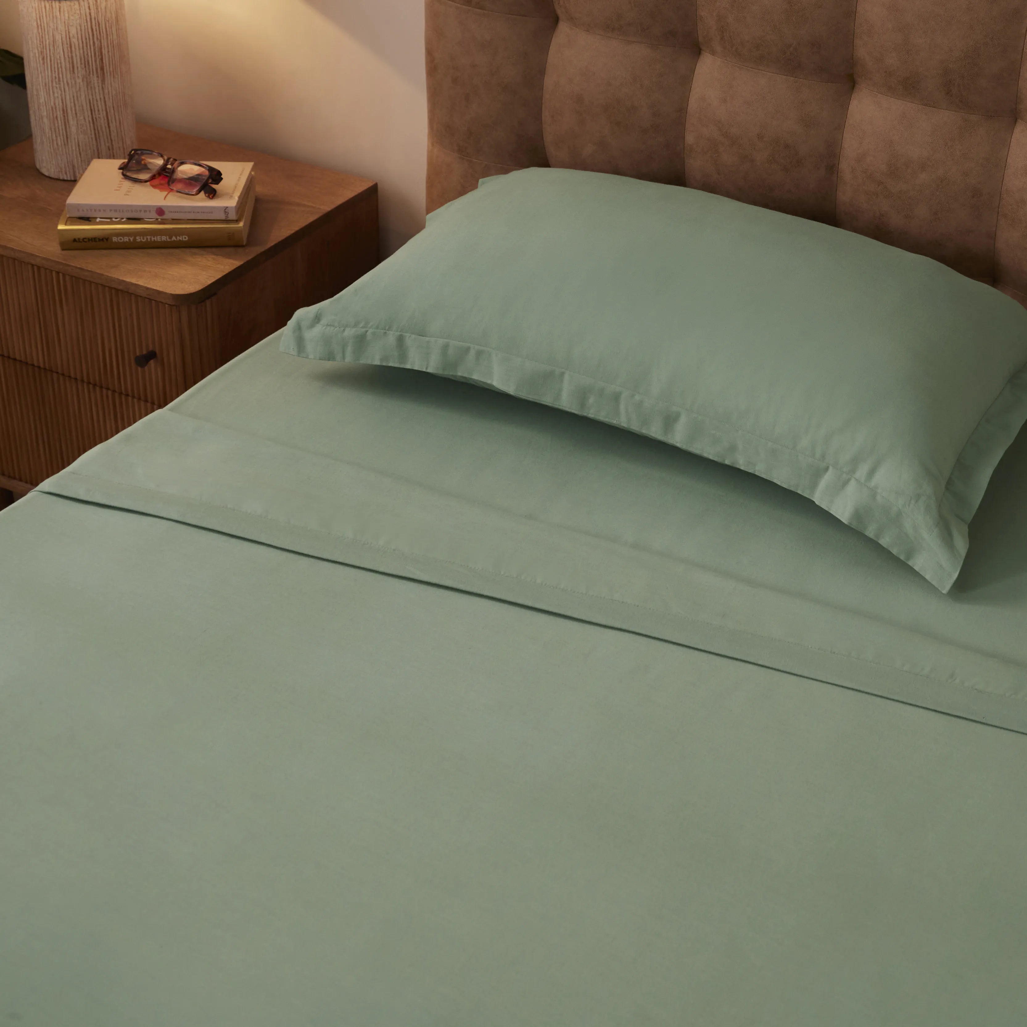 Paleto | Everyday Hues Cotton Solid Dyed Dohar with Super Soft Flannel Layering-Green Sage Green Sage / Single